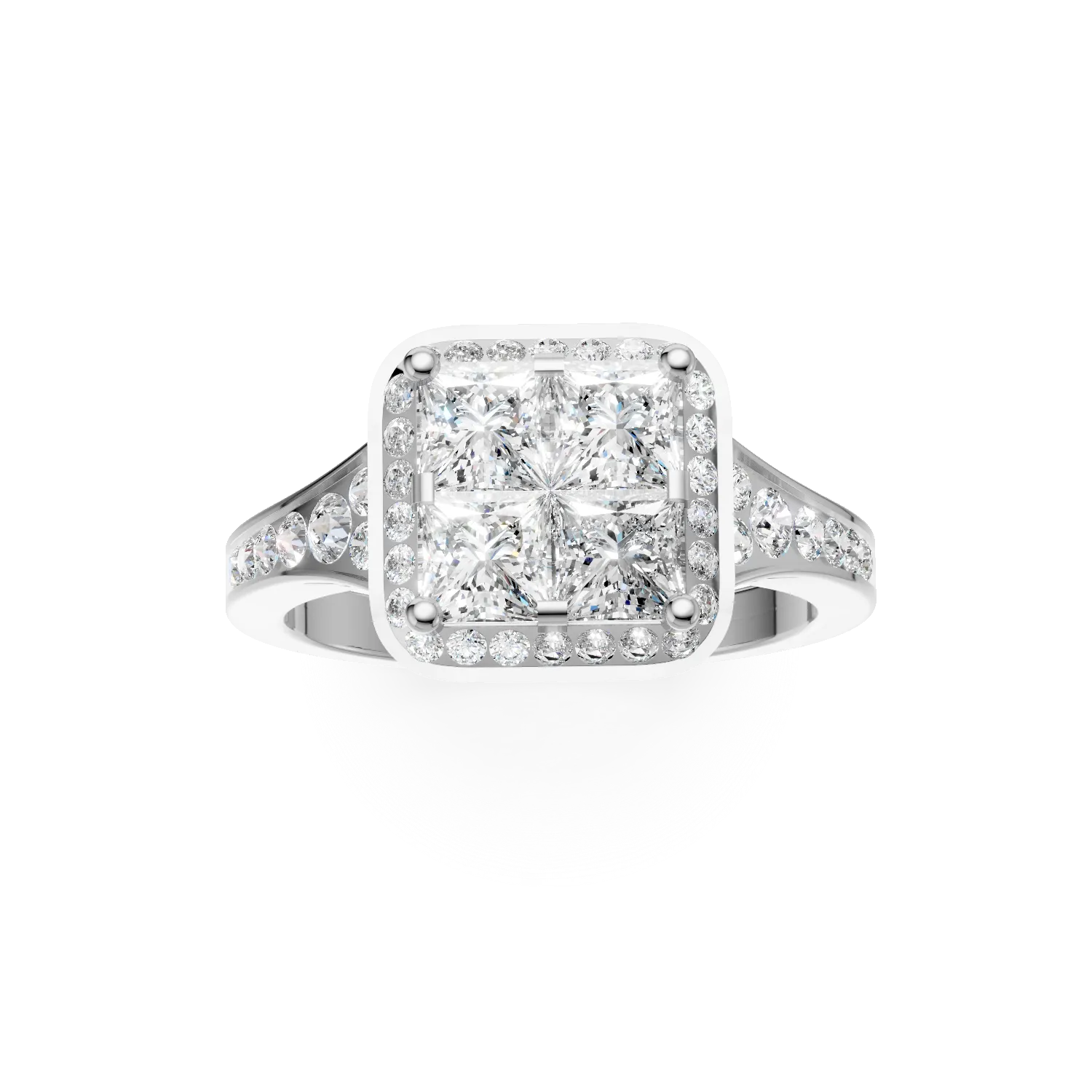 Inel de logodna din aur alb de 18K cu diamante de 0.86ct
