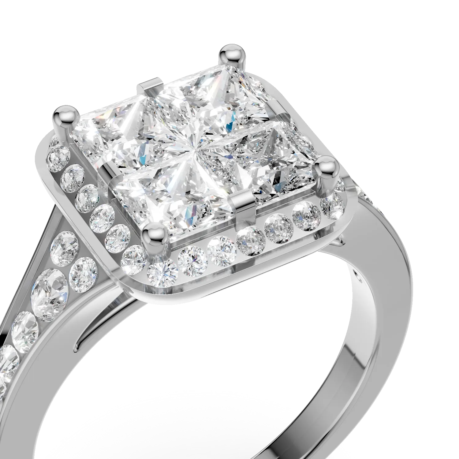 Inel de logodna din aur alb de 18K cu diamante de 0.86ct
