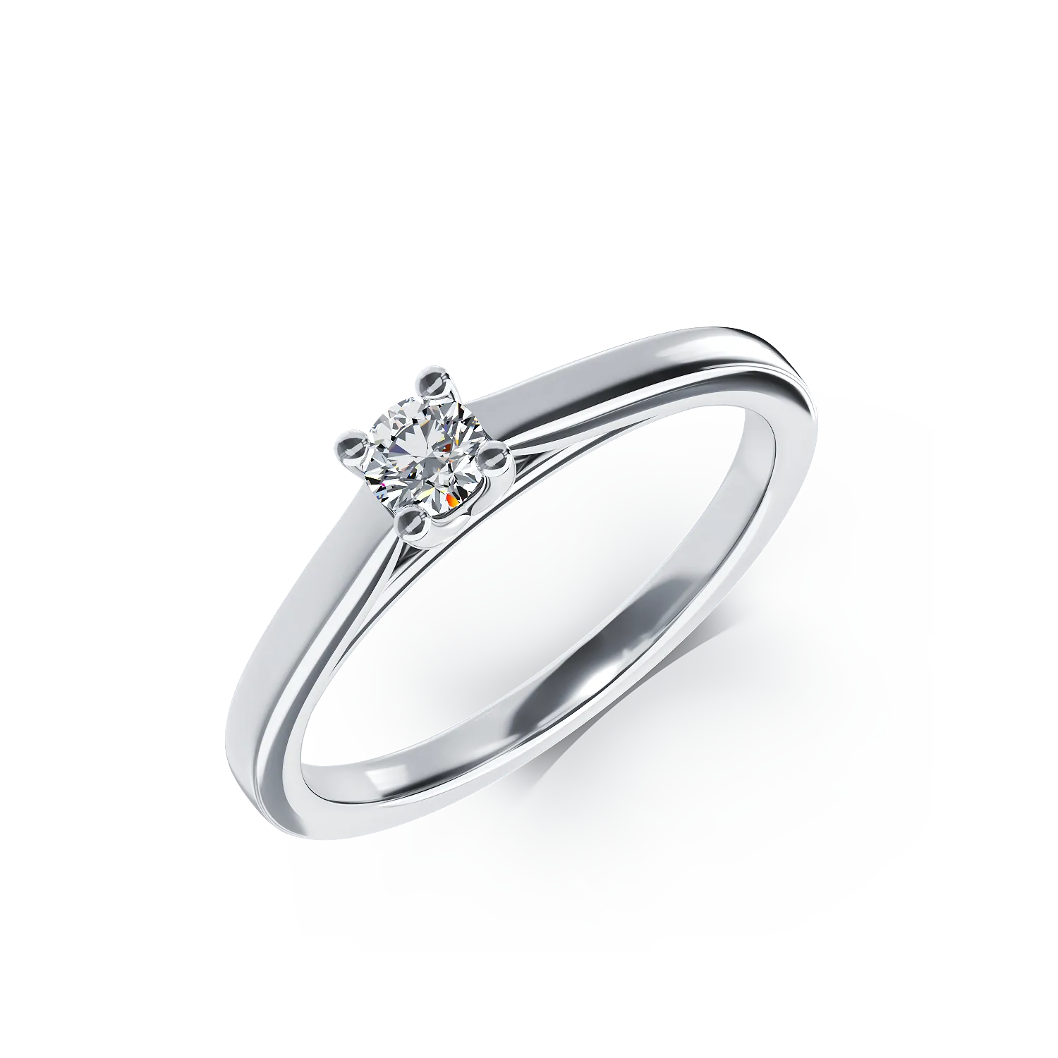 Годежен пръстен от бяло злато 18K с диамант пасианс 0.14ct