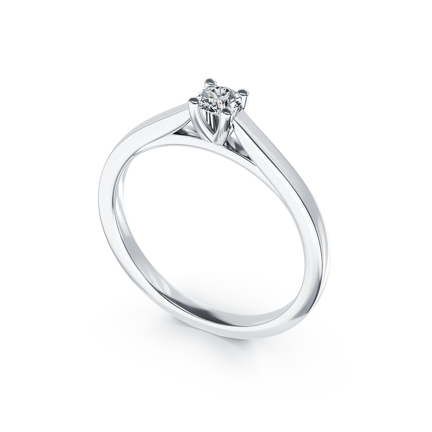 Pierścionek zaręczynowy z 18K białego złota z diamentem w pasjansie o masie 0.14ct