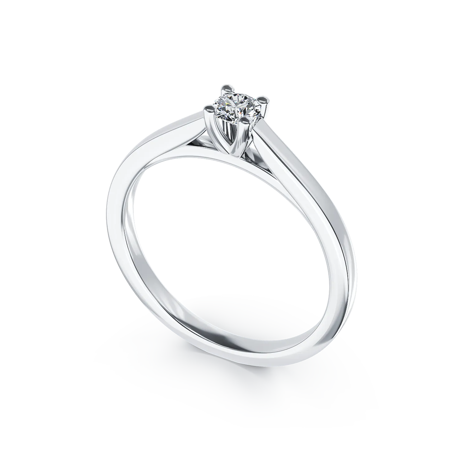 Inel de logodna din aur alb de 18K cu un diamant solitaire de 0.14ct