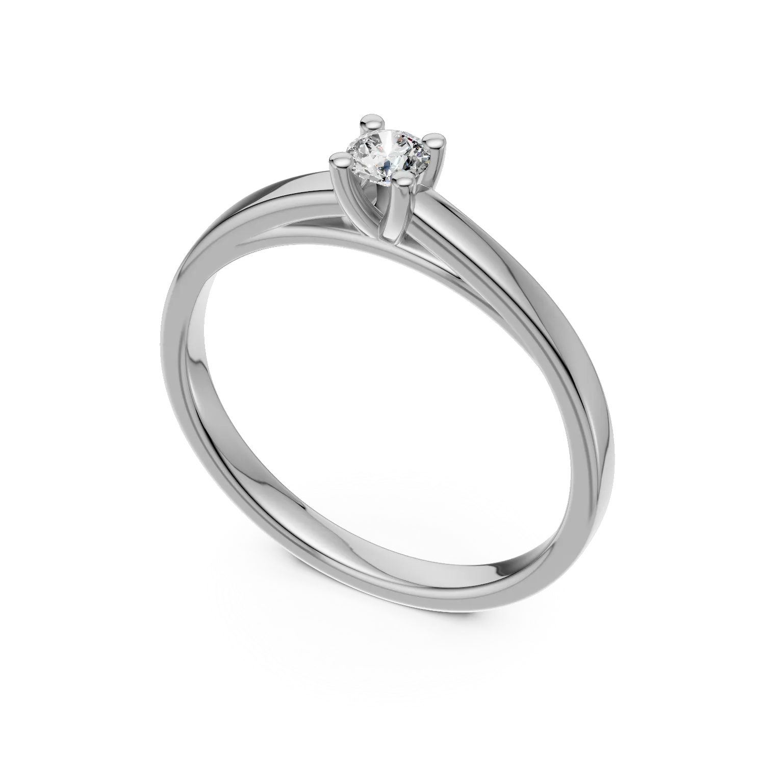 Inel de logodna din aur alb de 18K cu un diamant solitaire de 0.24ct