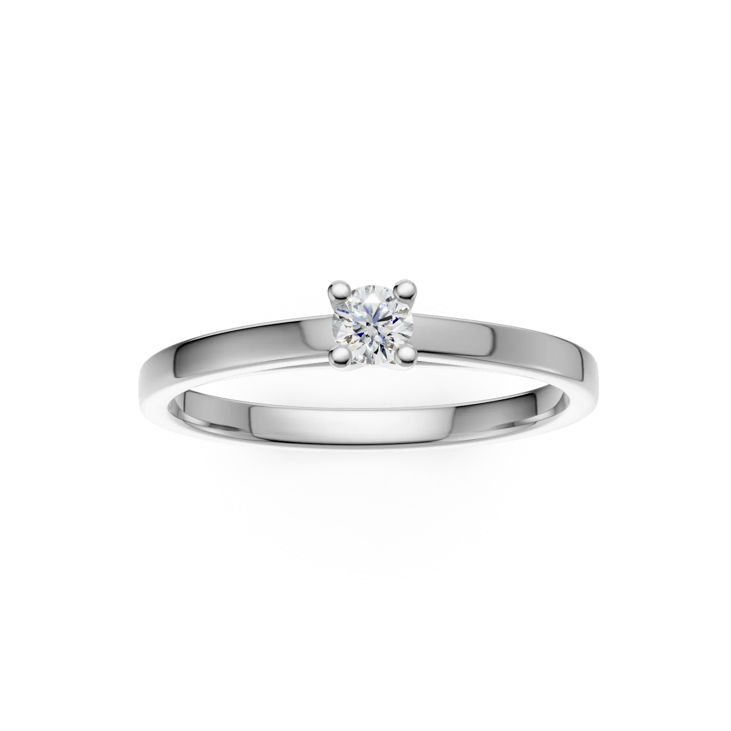 Inel de logodna din aur alb de 18K cu un diamant solitaire de 0.24ct