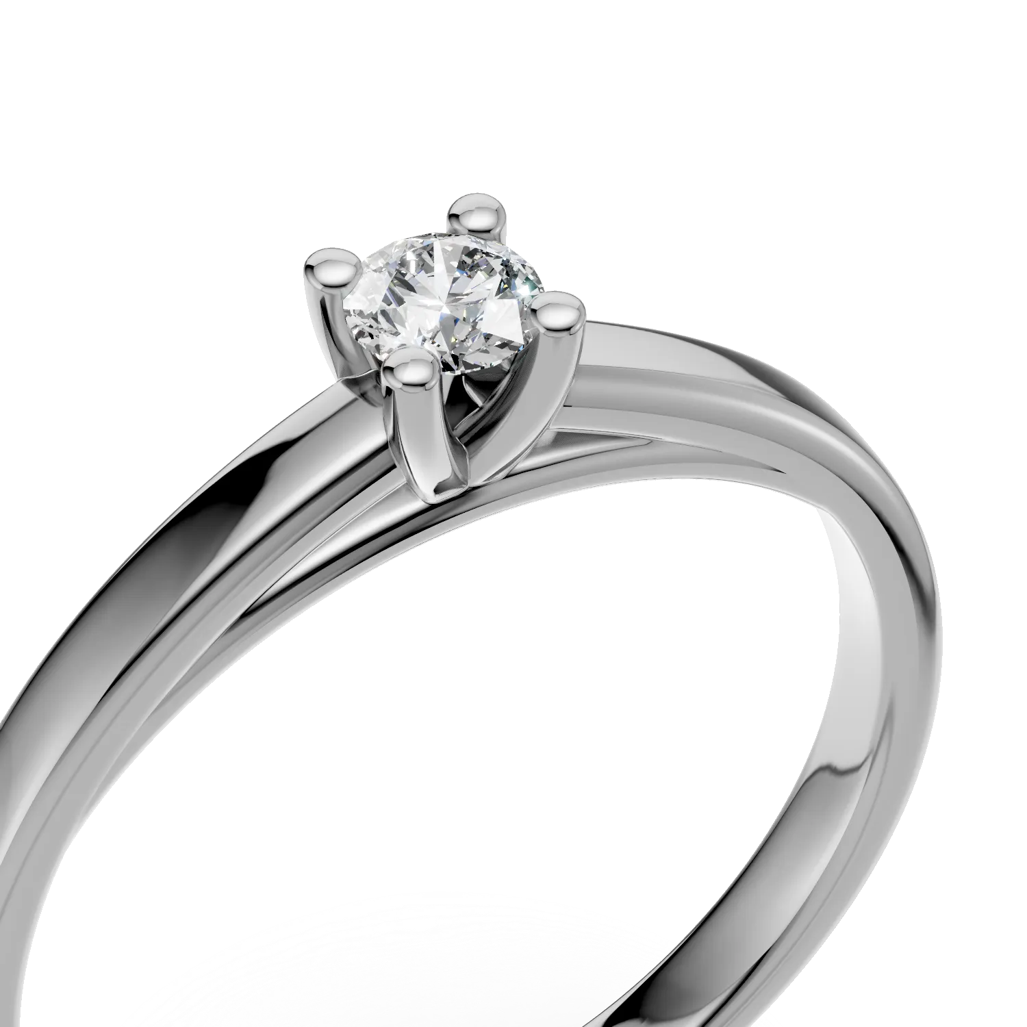 Inel de logodna din aur alb de 18K cu un diamant solitaire de 0.24ct