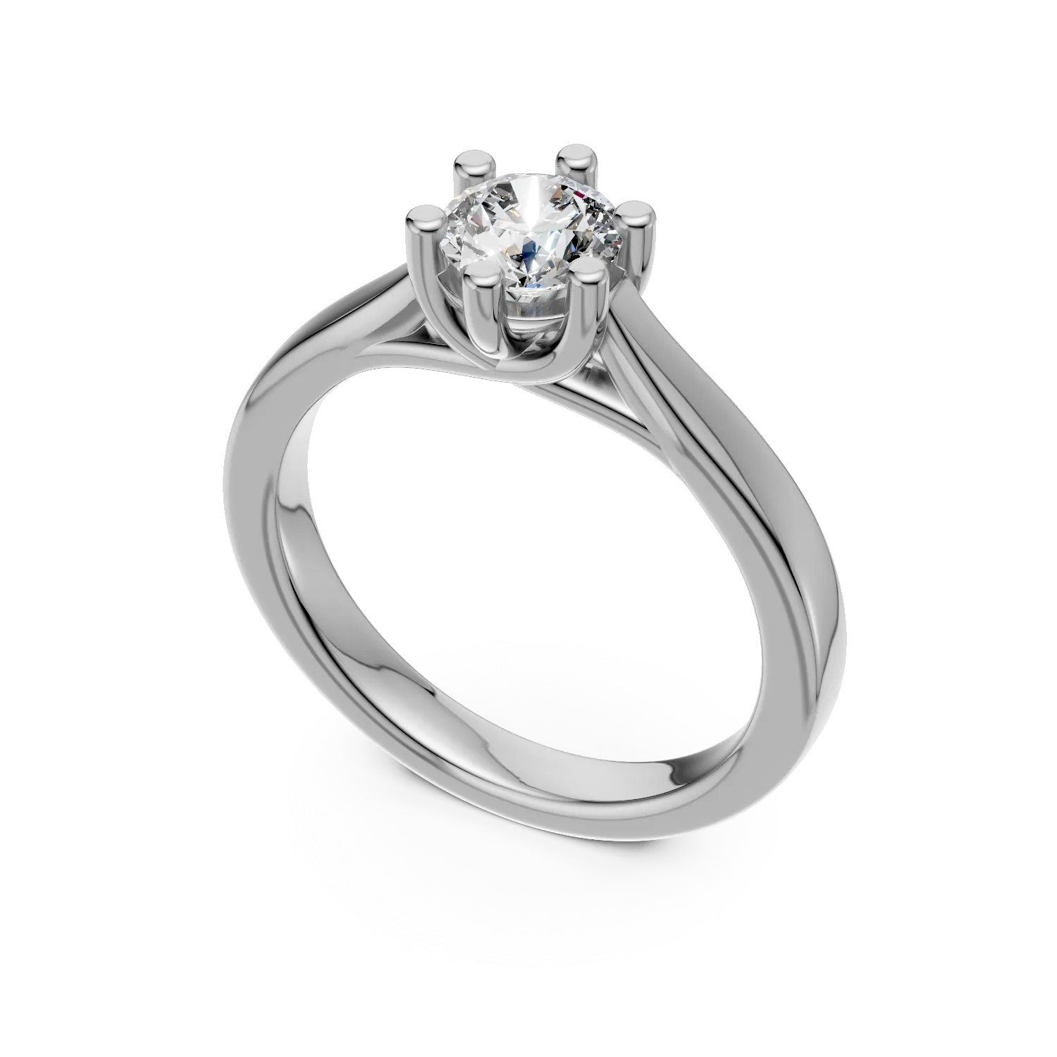 Inel de logodna din aur alb de 18K cu un diamant solitaire de 0.34ct