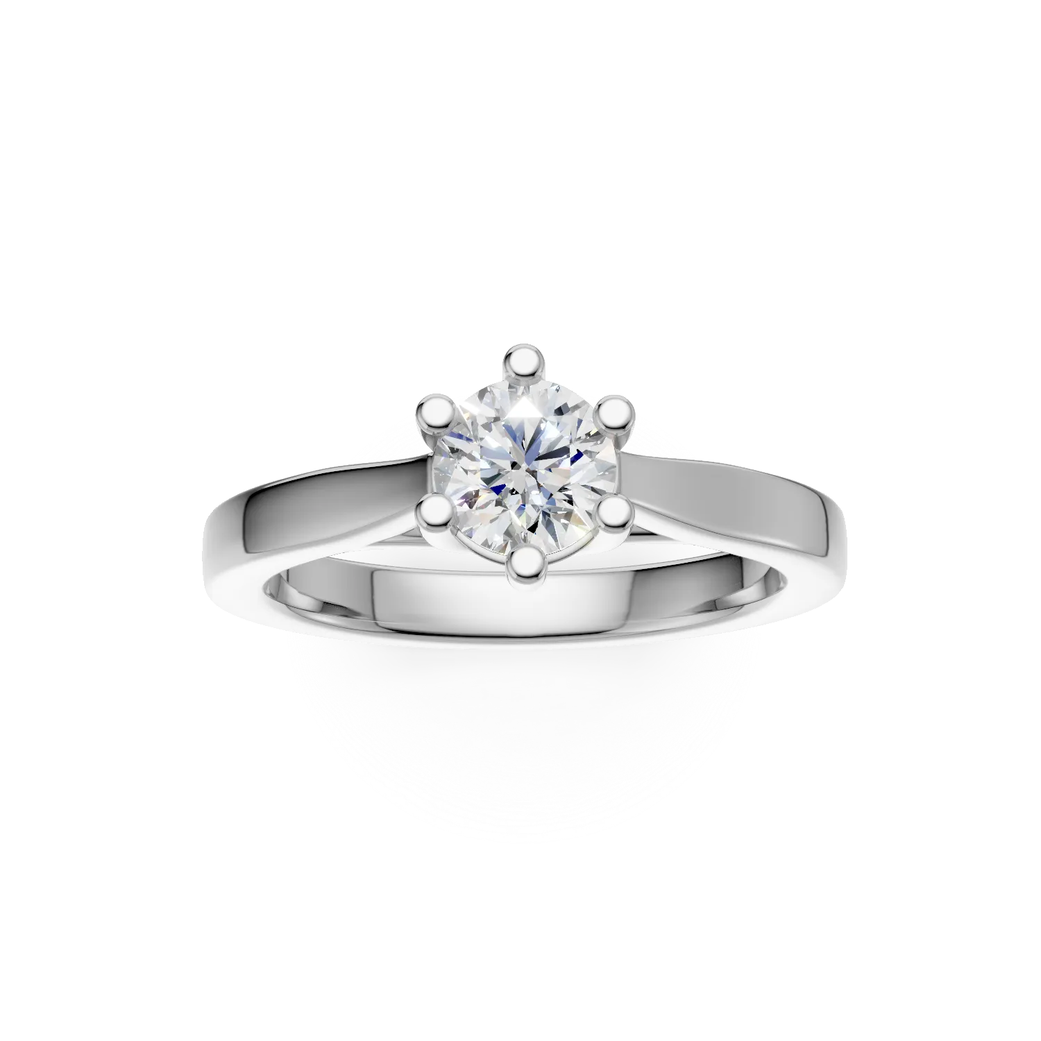 Inel de logodna din aur alb de 18K cu un diamant solitaire de 0.34ct