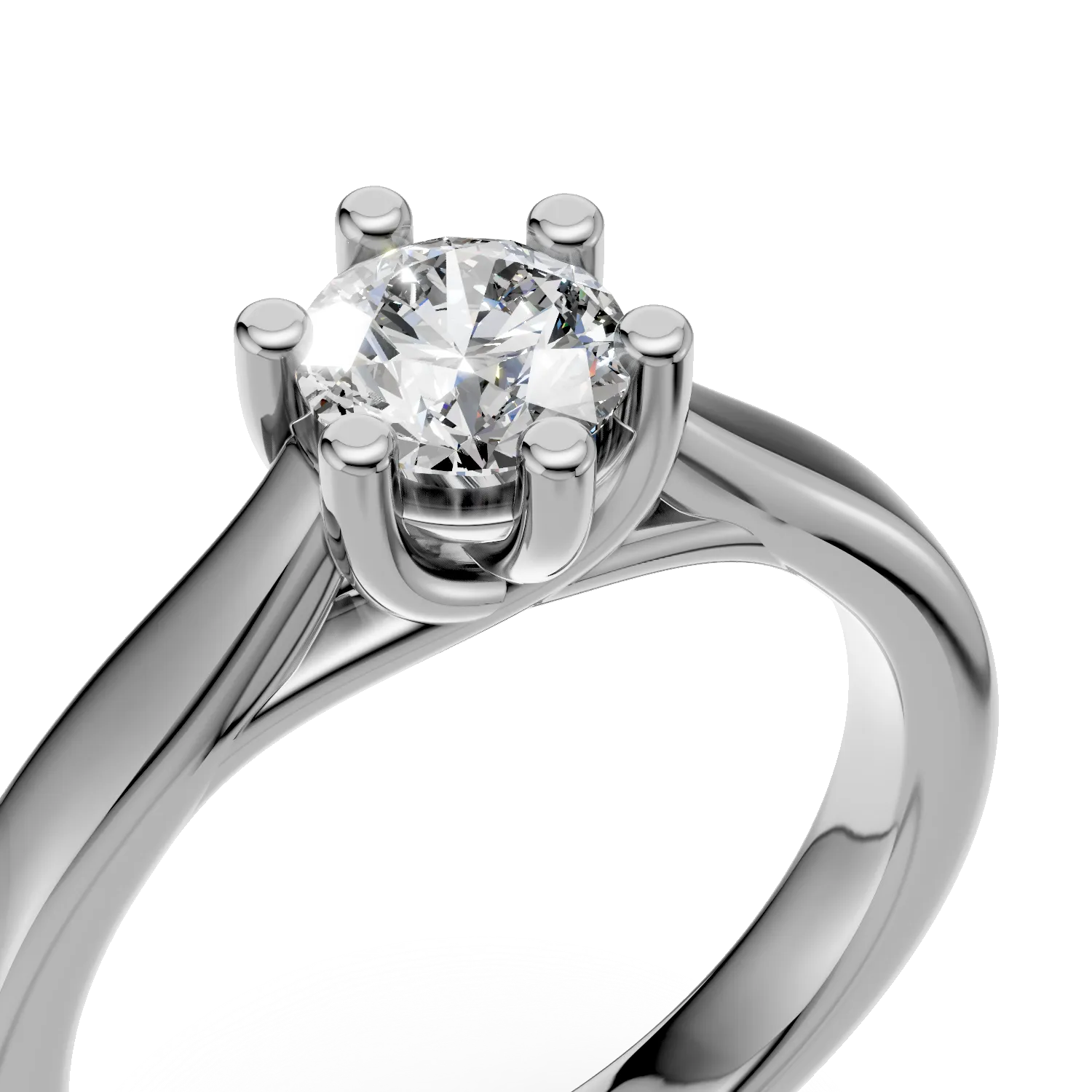 Inel de logodna din aur alb de 18K cu un diamant solitaire de 0.34ct