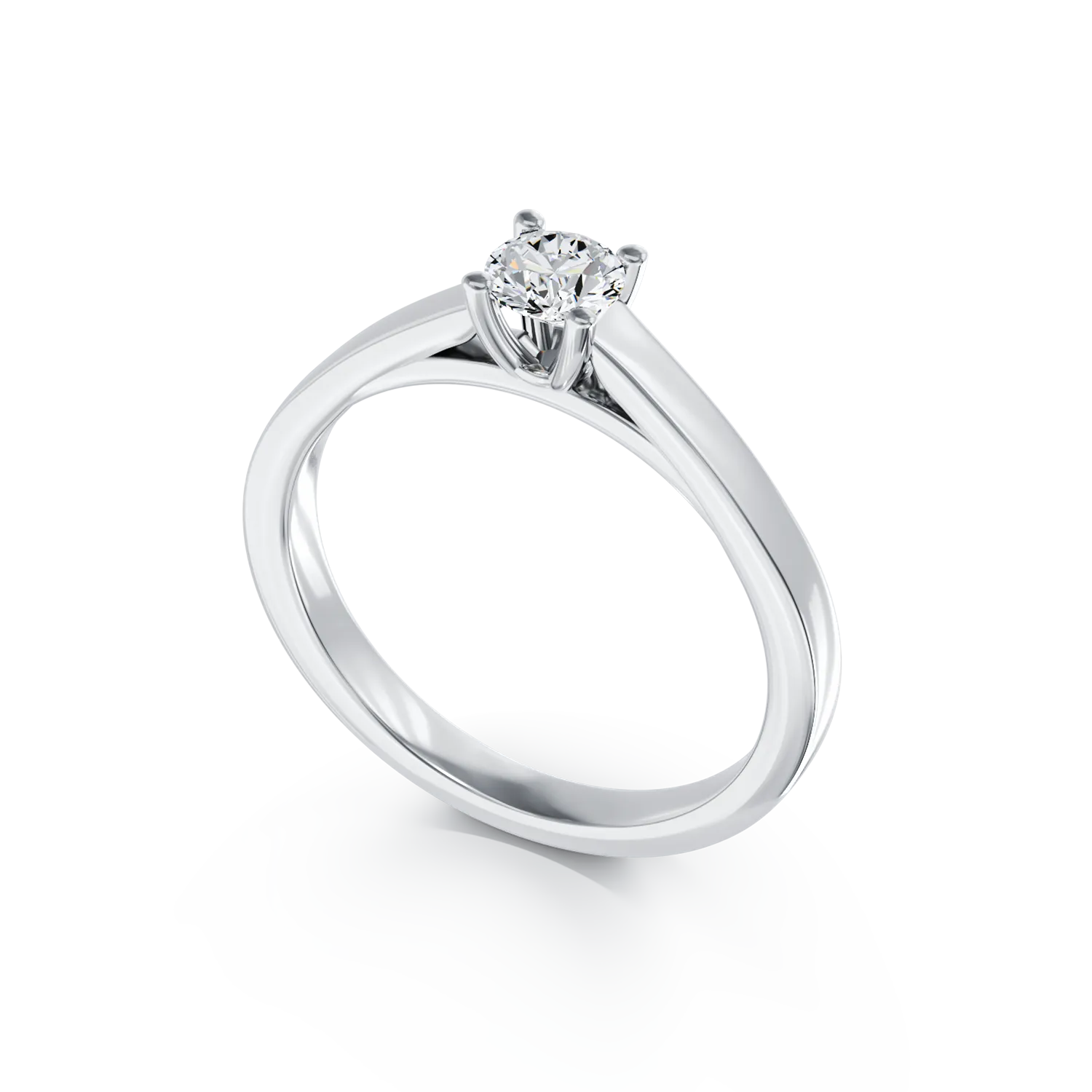 Inel de logodna din aur alb de 18K cu un diamant solitaire de 0.34ct