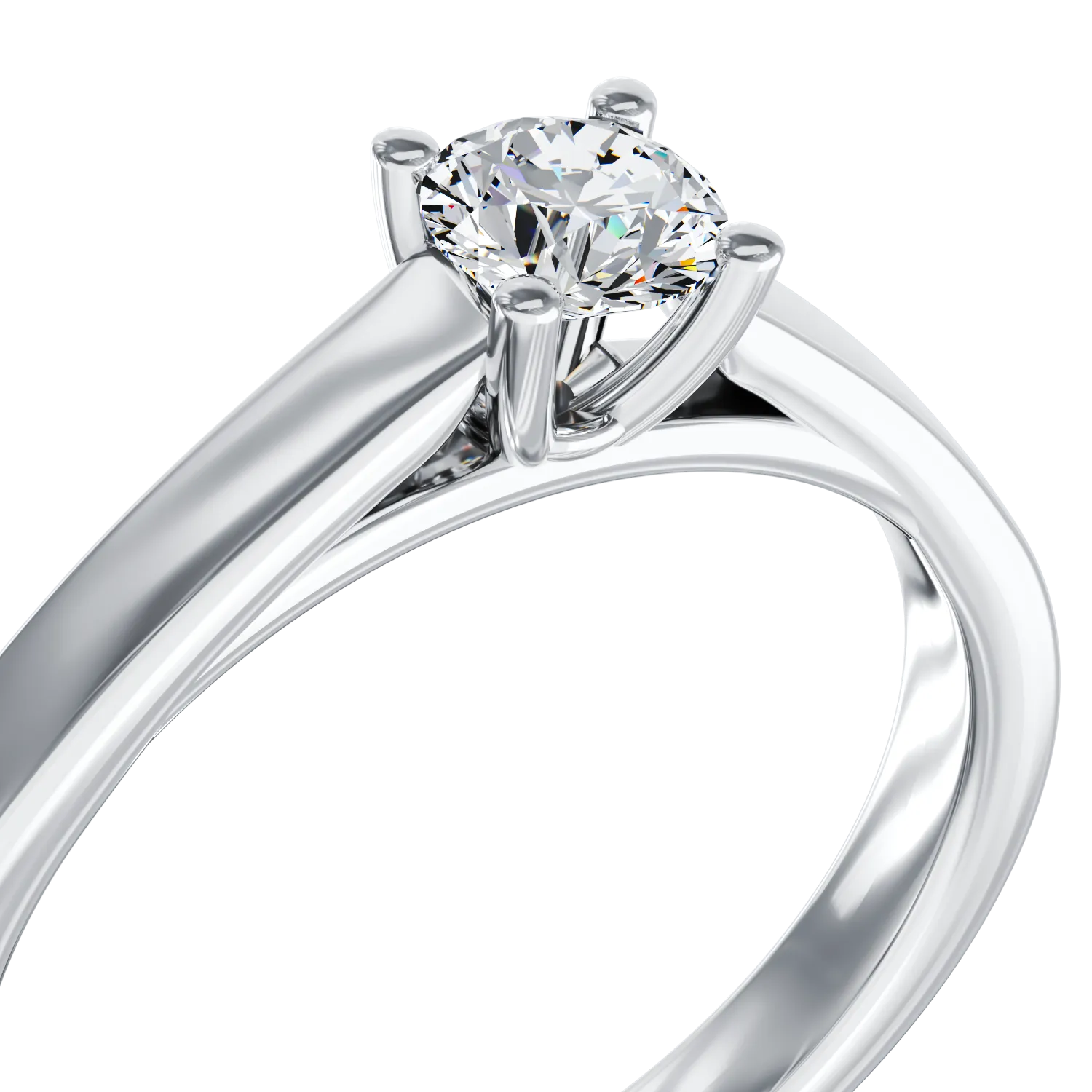 Inel de logodna din aur alb de 18K cu un diamant solitaire de 0.34ct - 3 | YEO