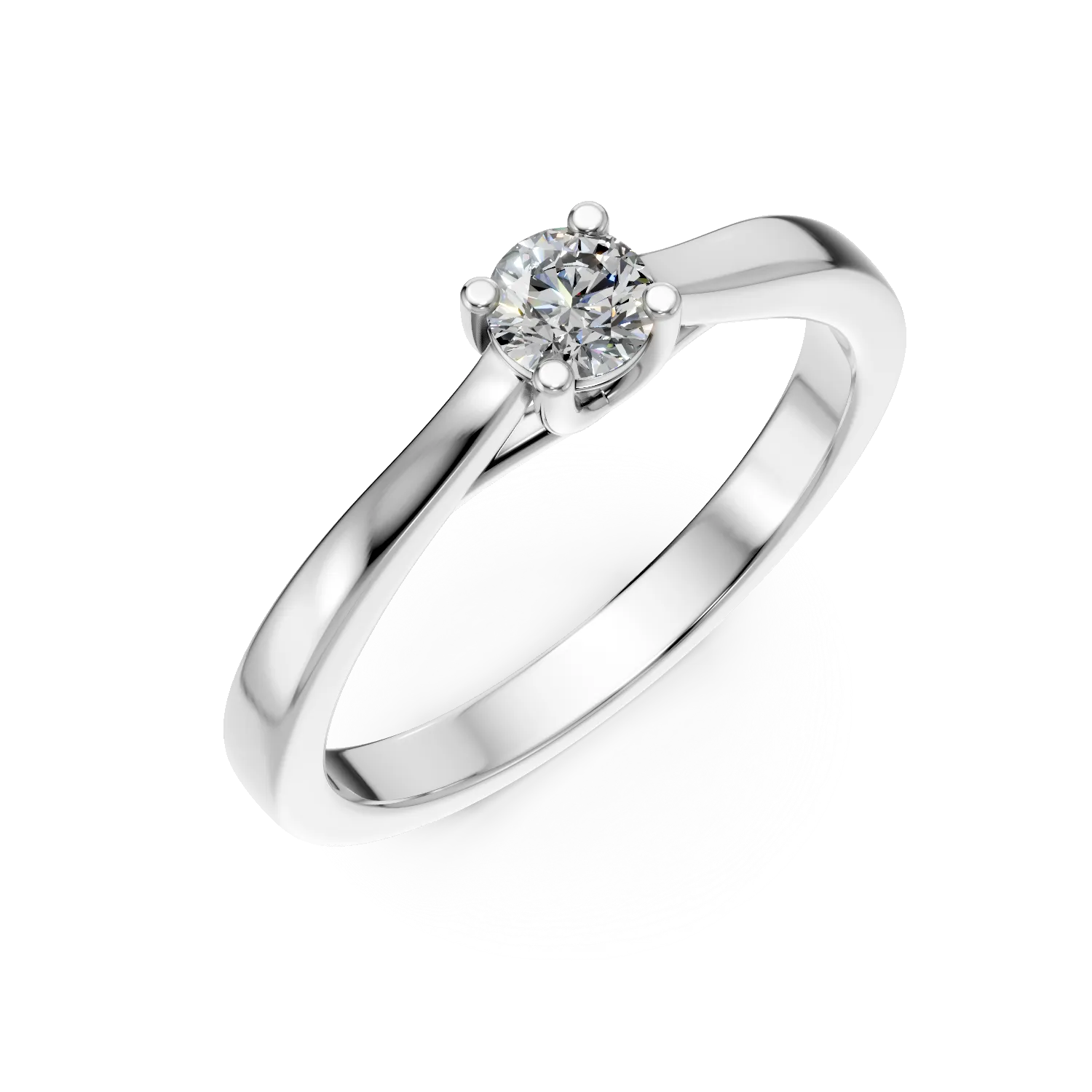 Inel de logodna din aur alb de 18K cu un diamant solitaire de 0.15ct