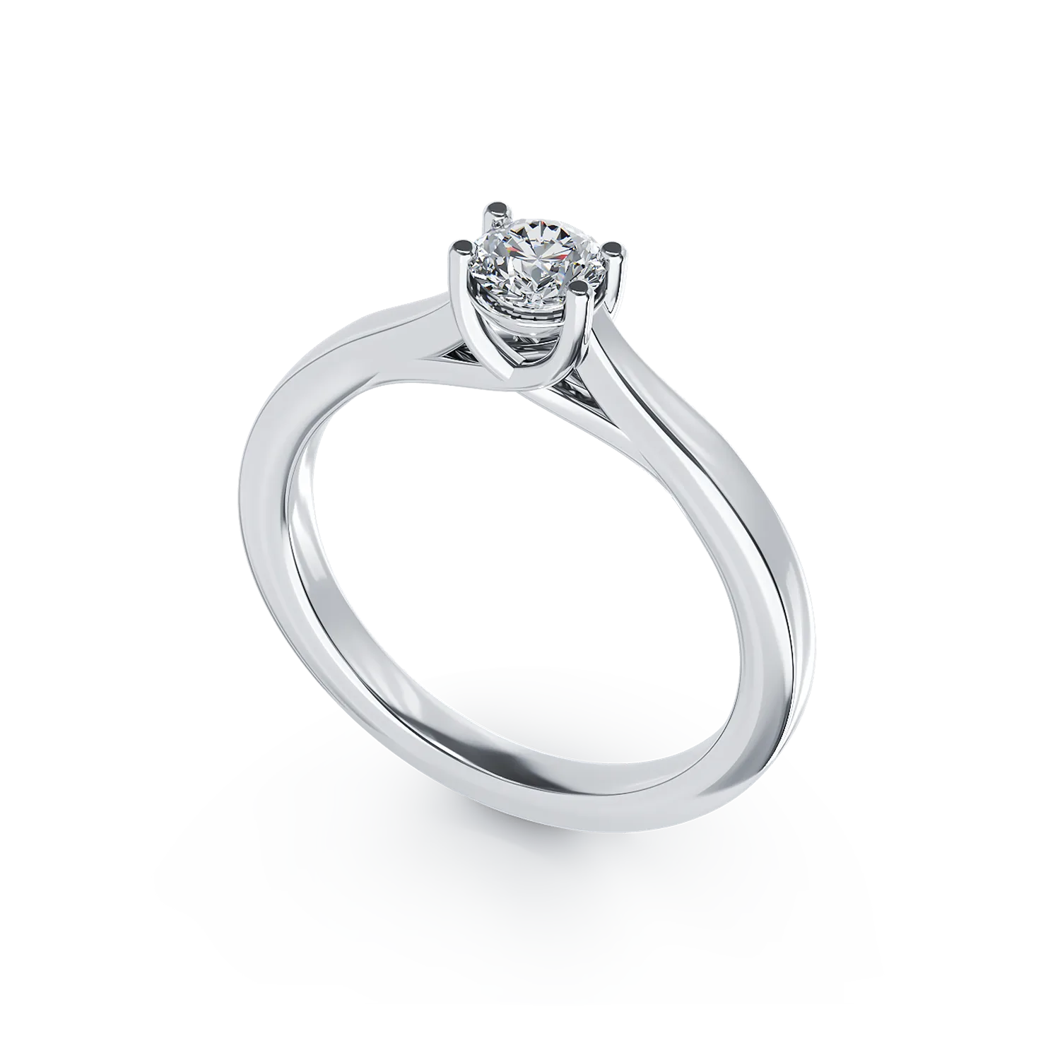 Inel de logodna din aur alb de 18K cu un diamant solitaire de 0.15ct