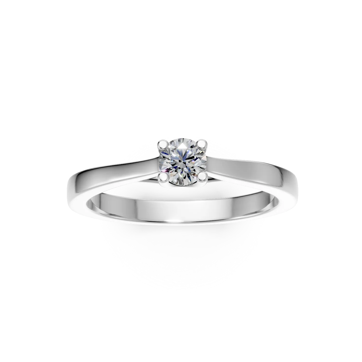 Inel de logodna din aur alb de 18K cu un diamant solitaire de 0.15ct