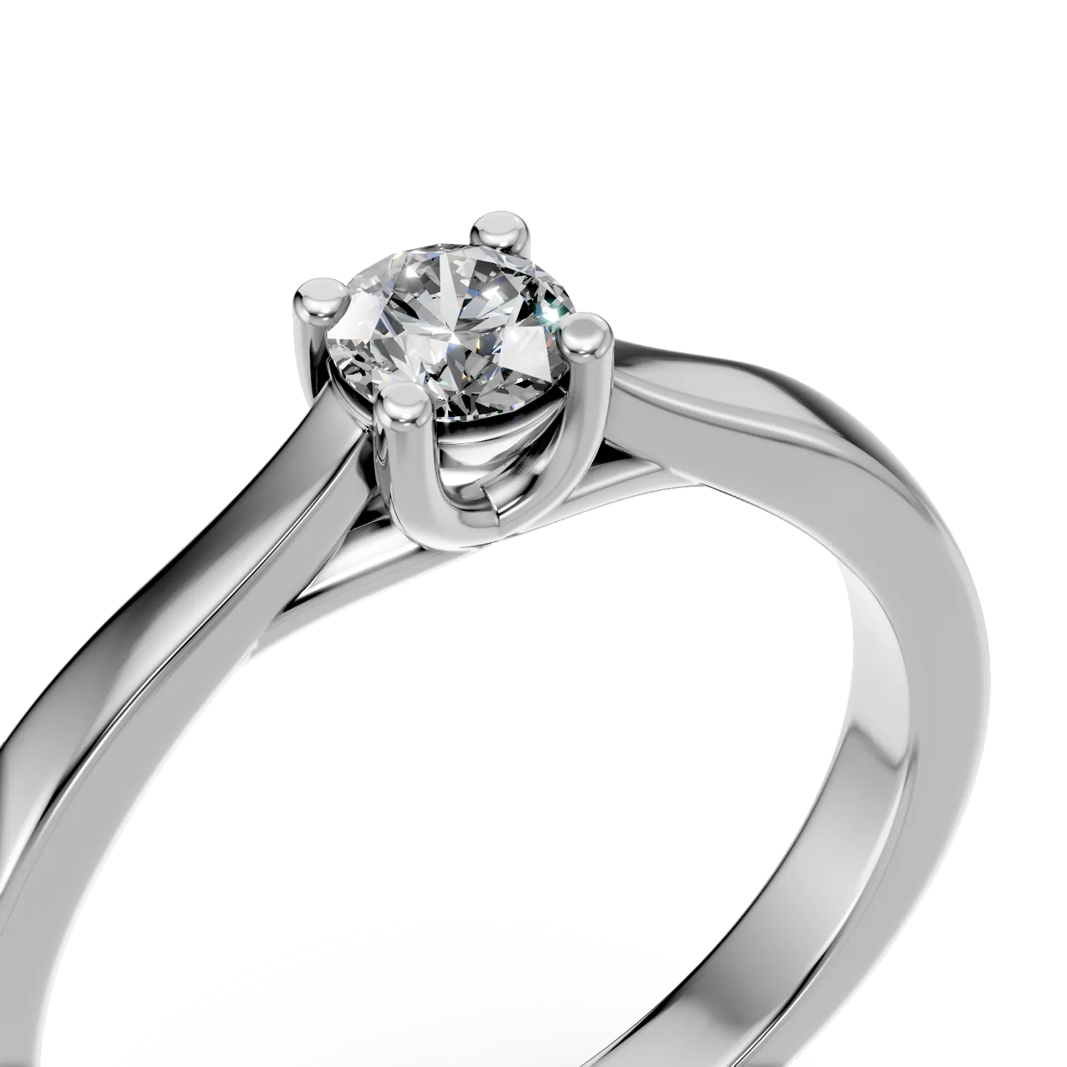 Inel de logodna din aur alb de 18K cu un diamant solitaire de 0.15ct