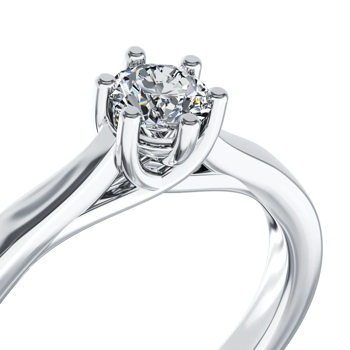 18K white gold engagement ring with solitaire diamond of 0.24ct