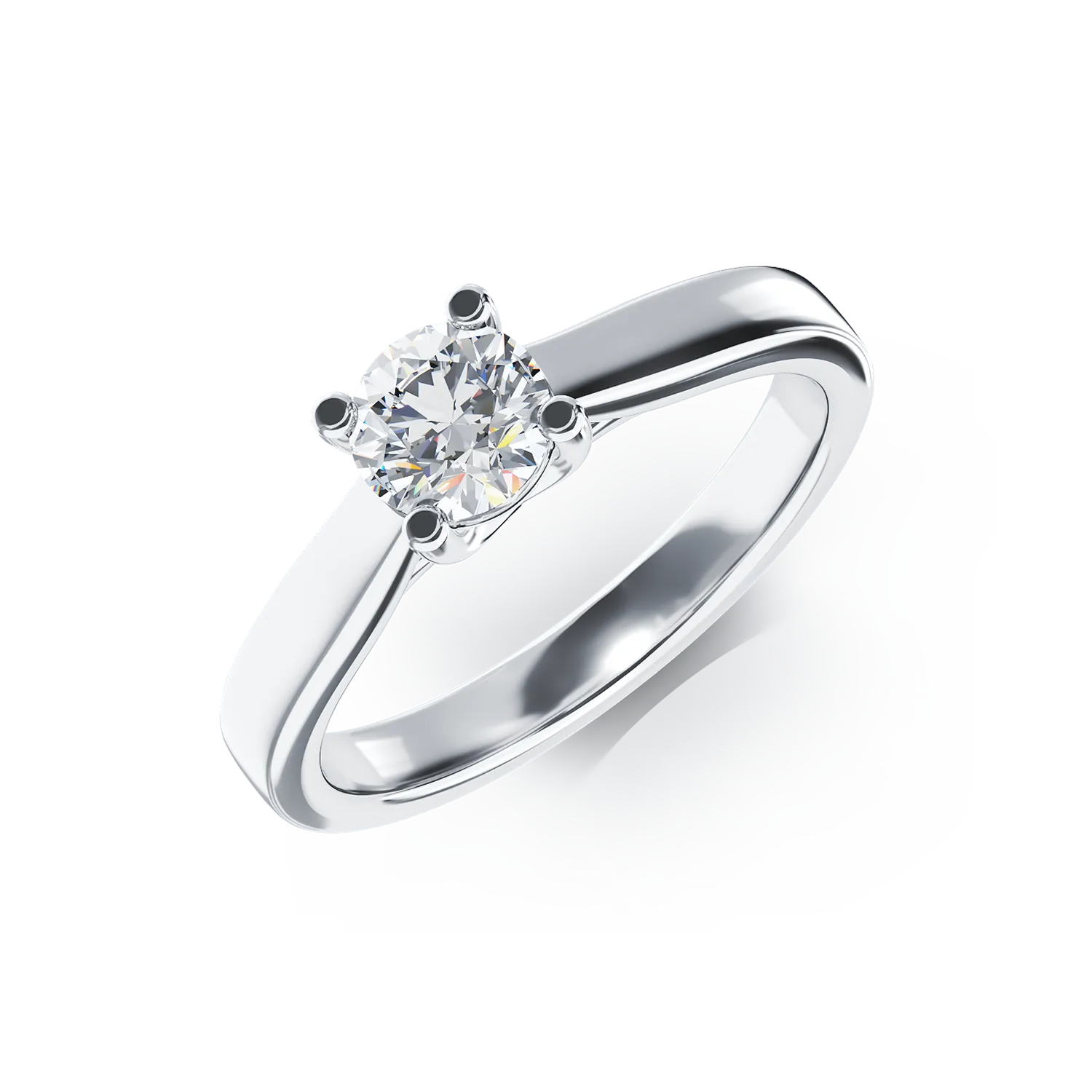 Inel de logodna din aur alb de 18K cu un diamant solitaire de 0.5ct