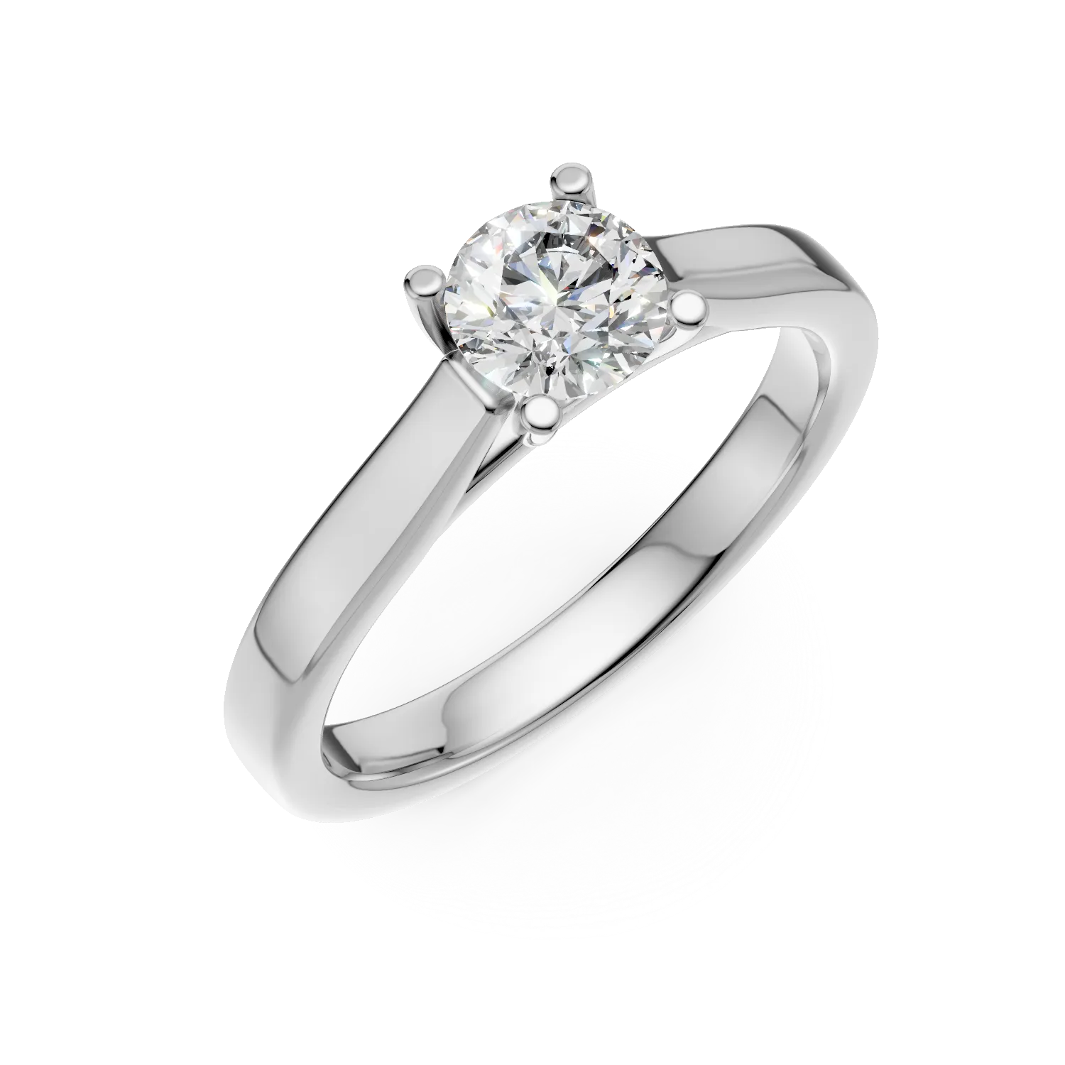 Inel de logodna din aur alb de 18K cu un diamant solitaire de 0.5ct