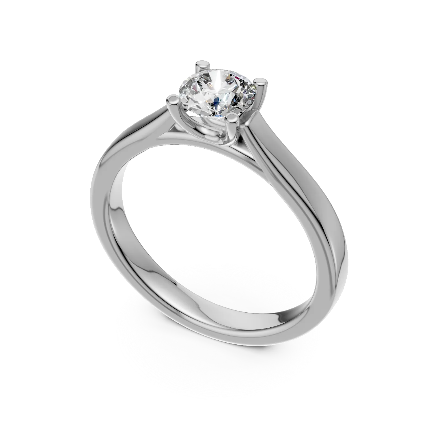 Inel de logodna din aur alb de 18K cu un diamant solitaire de 0.5ct