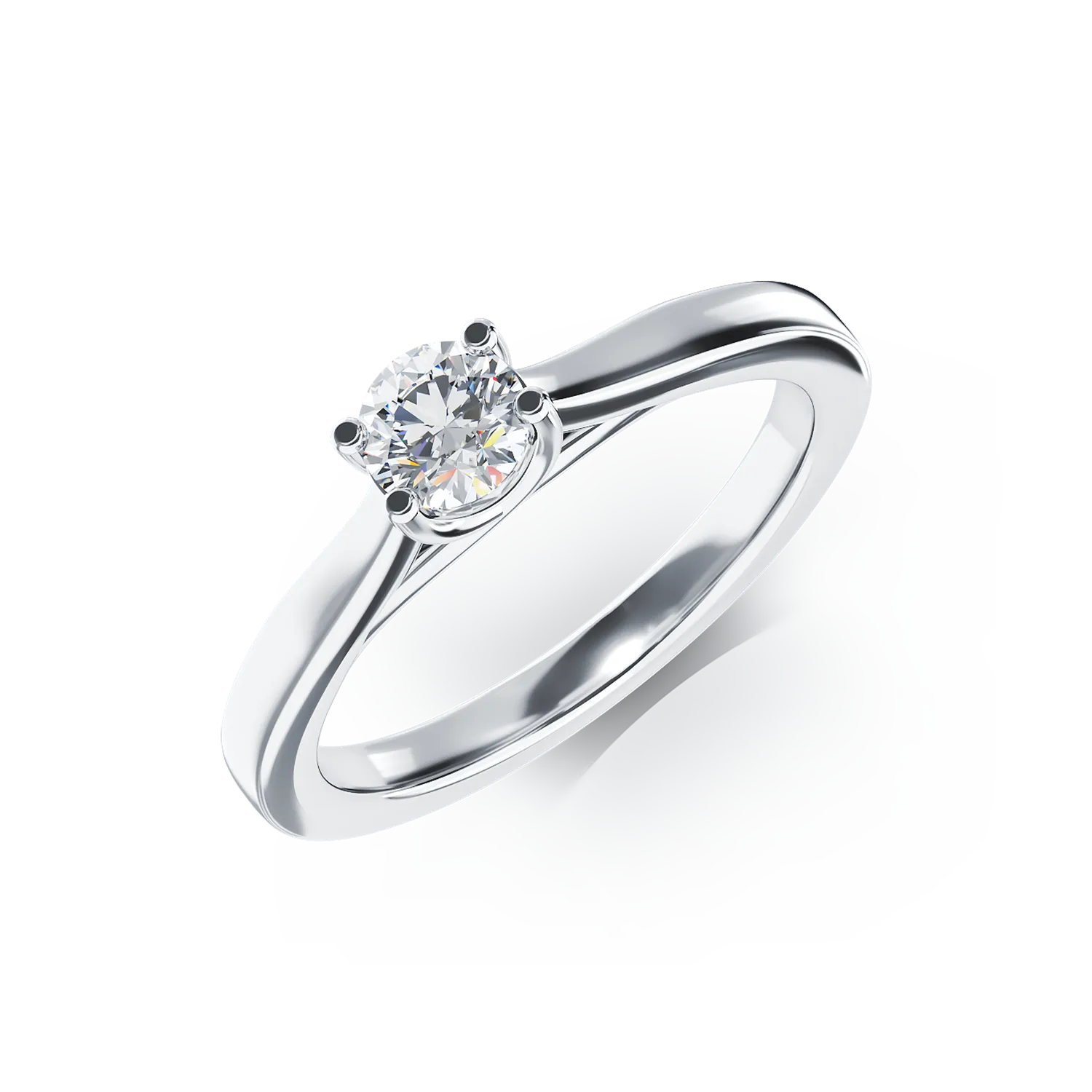 Inel de logodna din aur alb de 18K cu un diamant solitaire de 0.34ct