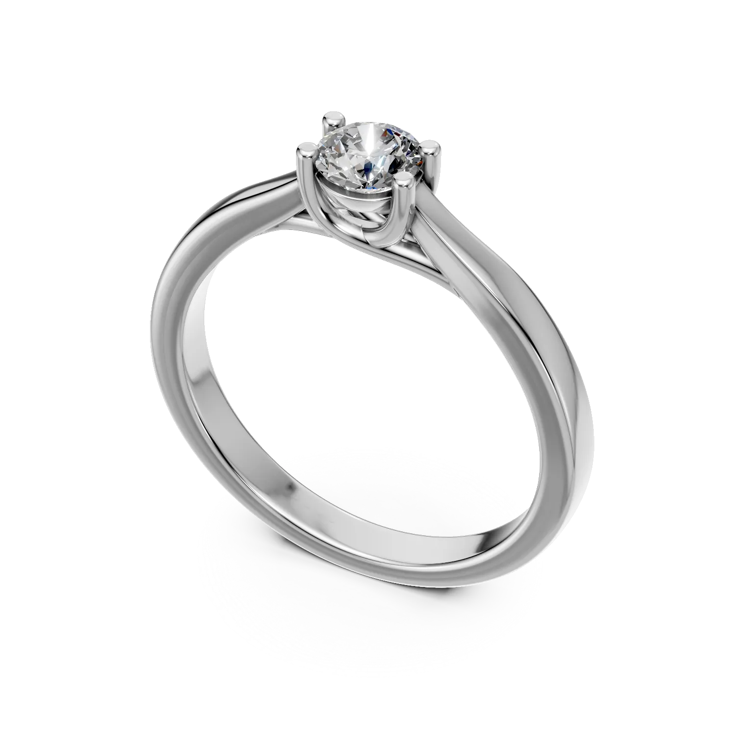 Inel de logodna din aur alb de 18K cu un diamant solitaire de 0.34ct