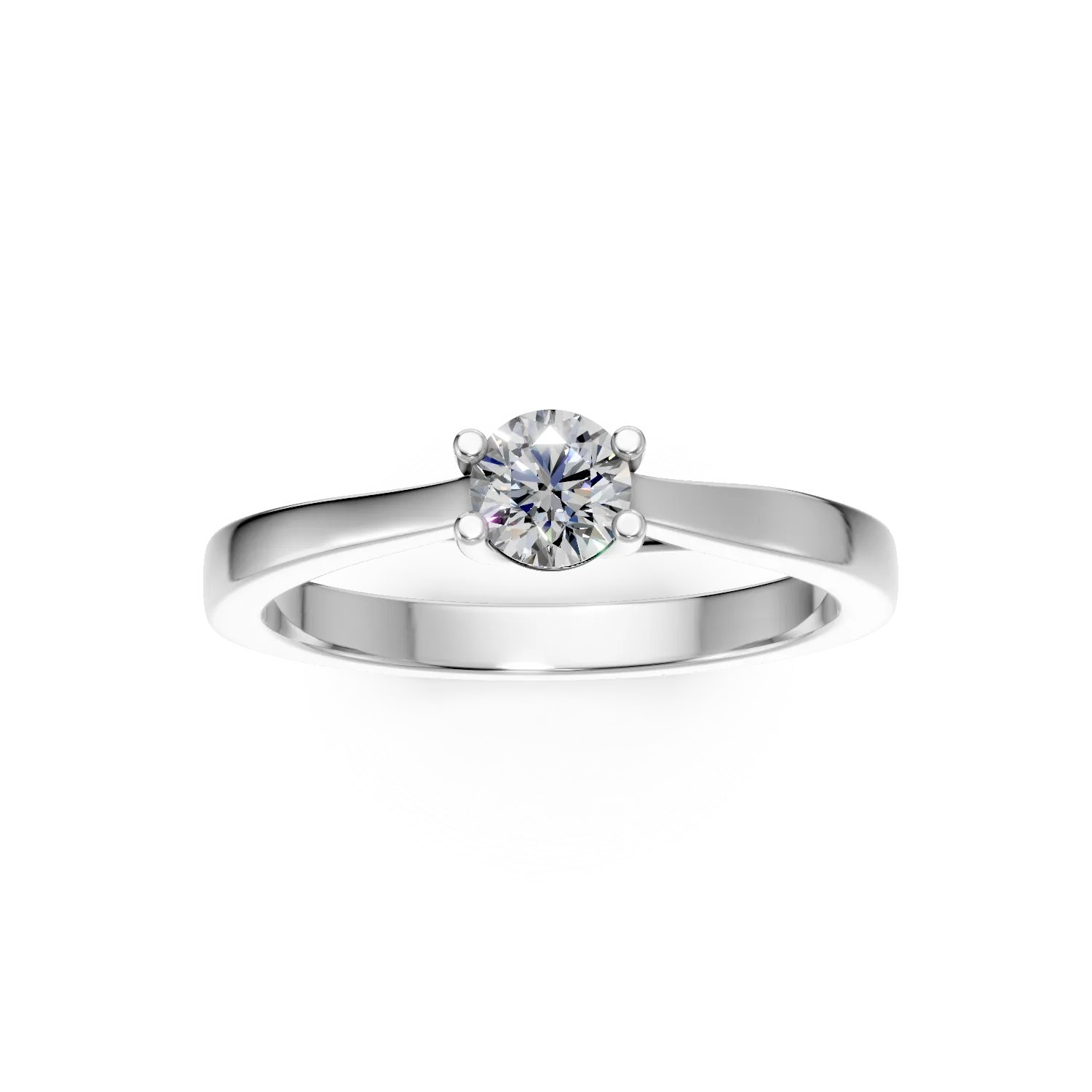 Inel de logodna din aur alb de 18K cu un diamant solitaire de 0.34ct