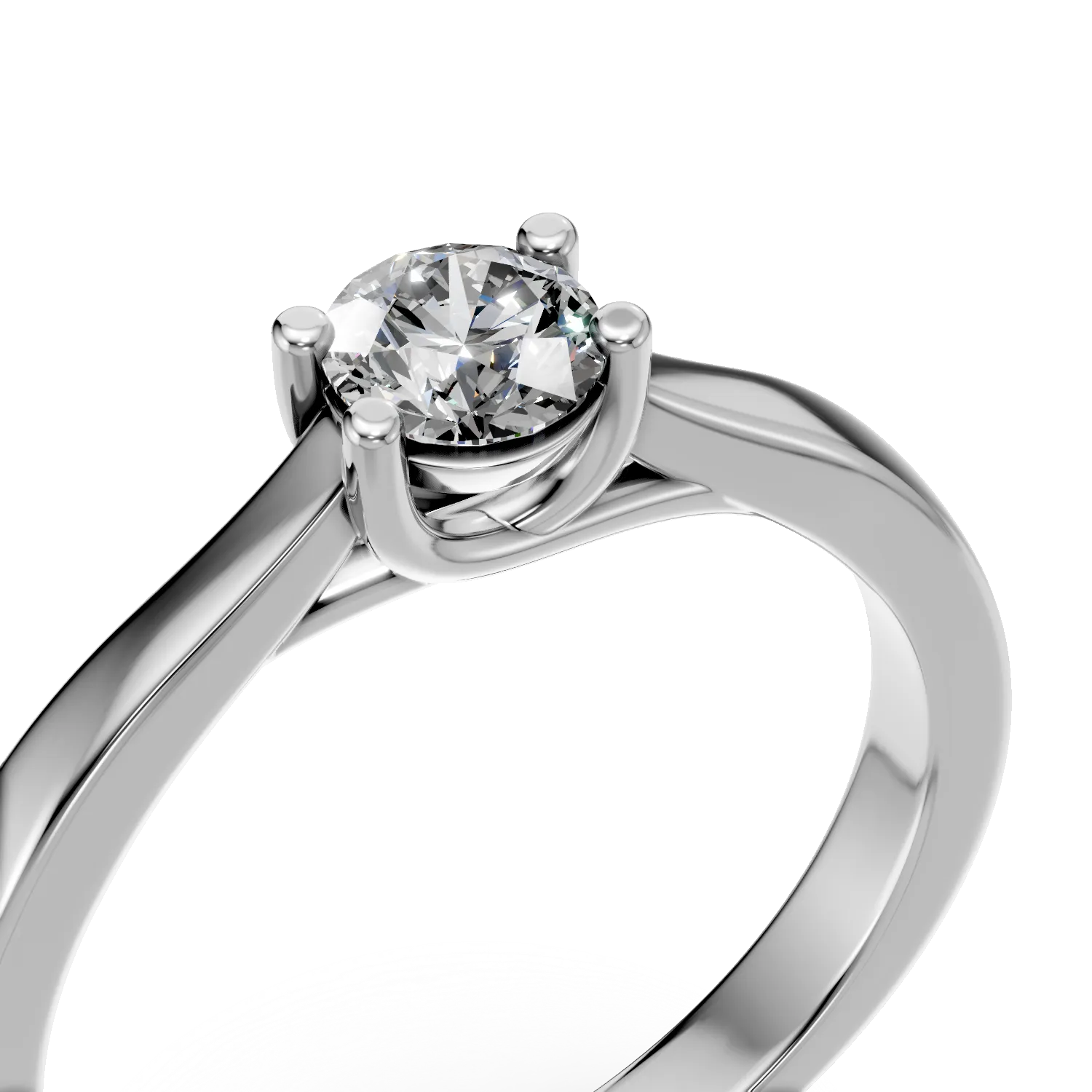 Inel de logodna din aur alb de 18K cu un diamant solitaire de 0.34ct