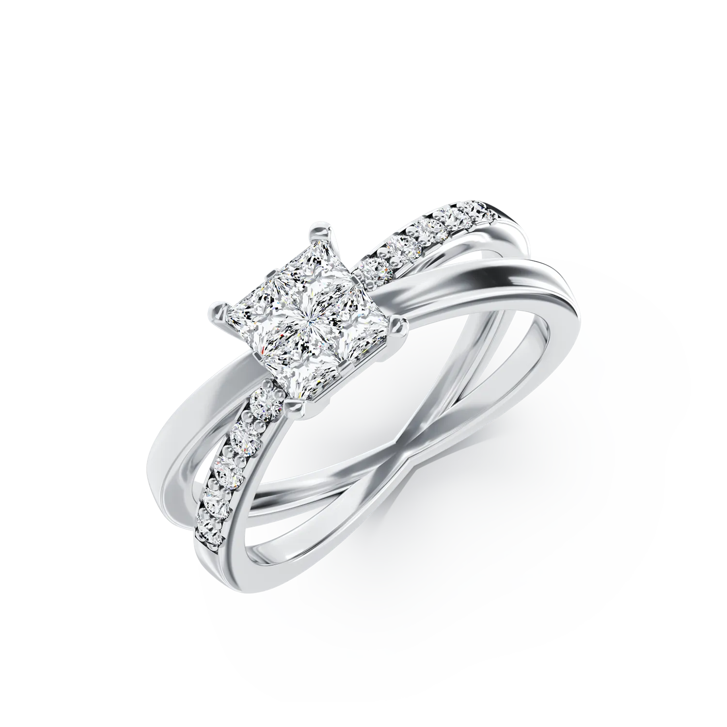 Inel de logodna din aur alb de 18K cu diamante de 0.46ct