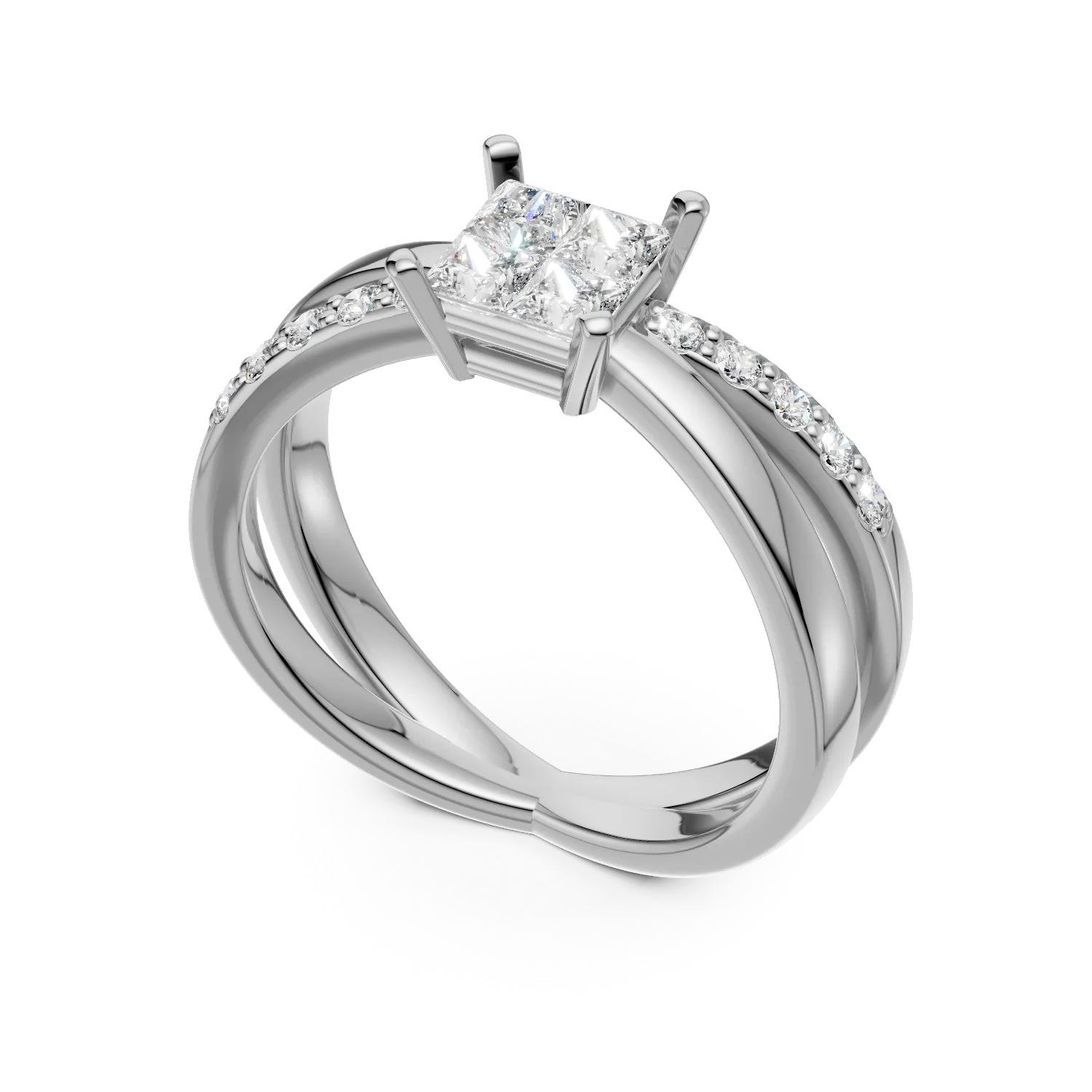 18K white gold engagement ring with diamonds of 0.48ct
