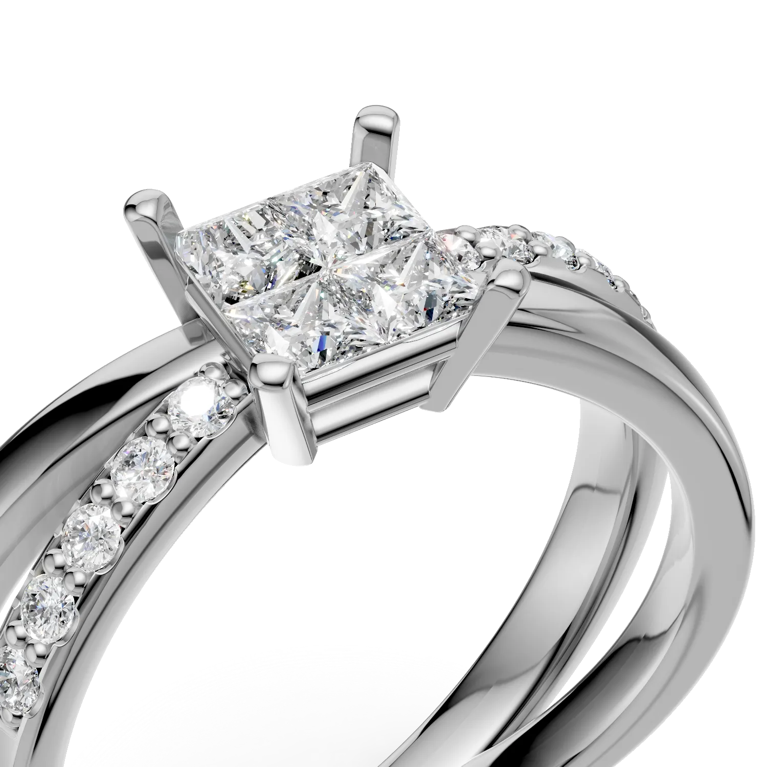 18K white gold engagement ring with diamonds of 0.48ct