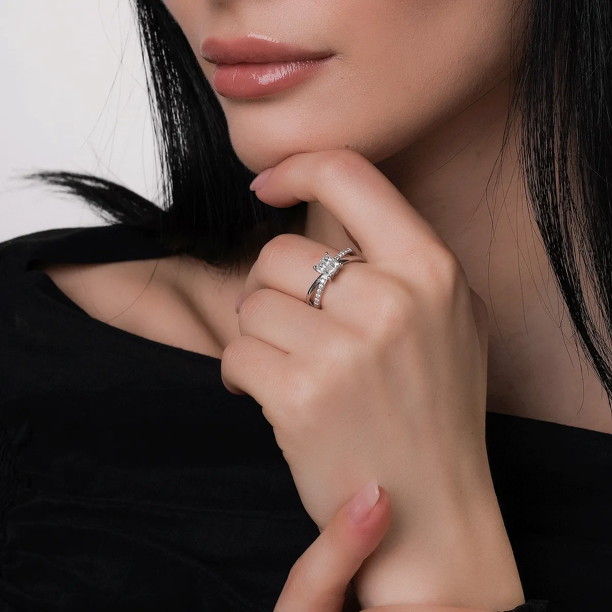 18K white gold engagement ring with diamonds of 0.48ct