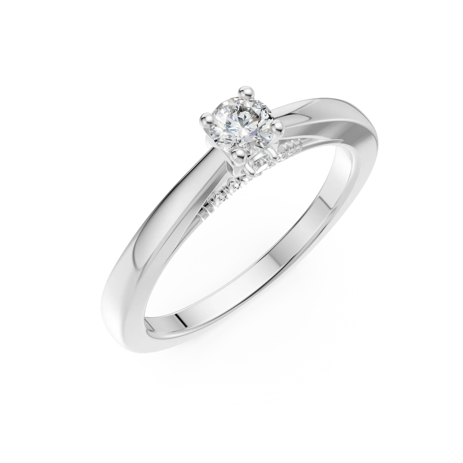 Pierścionek zaręczynowy z 18K białego złota z 0.19ct diamentem i 0.05ct diamentem