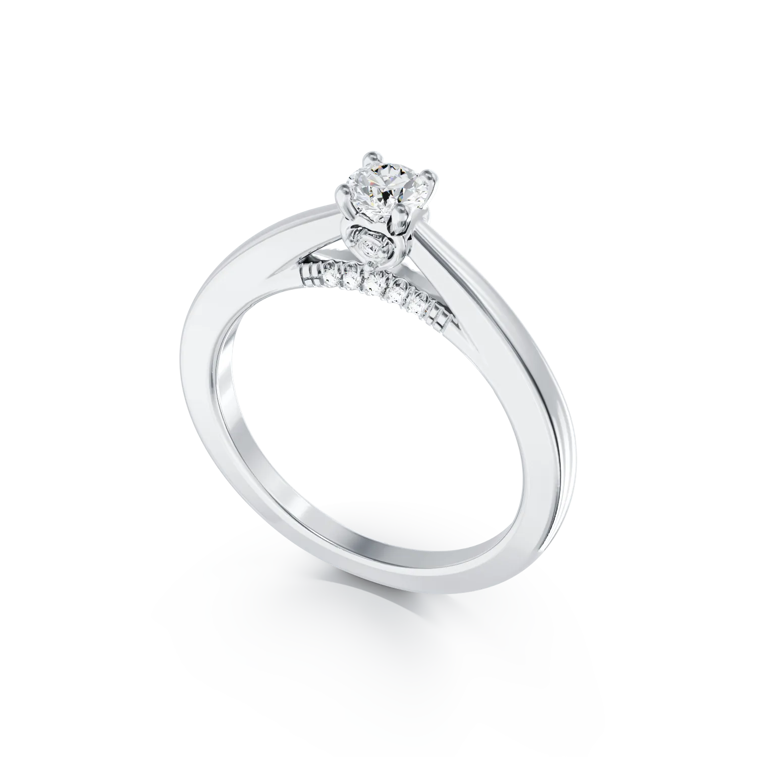 Inel de logodna din aur alb de 18K cu diamant de 0.15ct si diamante de 0.09ct