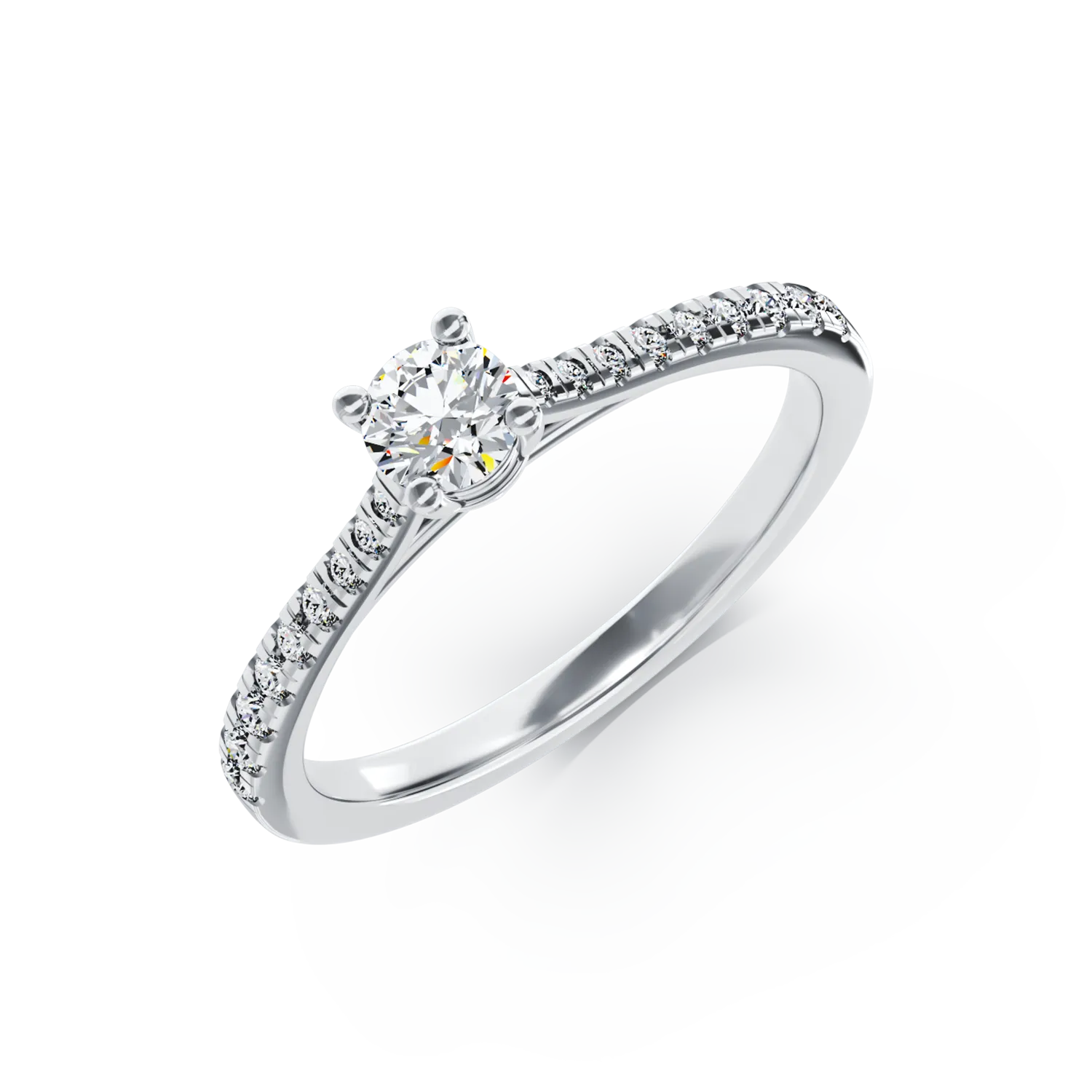 Годежен пръстен от 18K бяло злато с 0.16ct диамант и 0.17ct диаманти