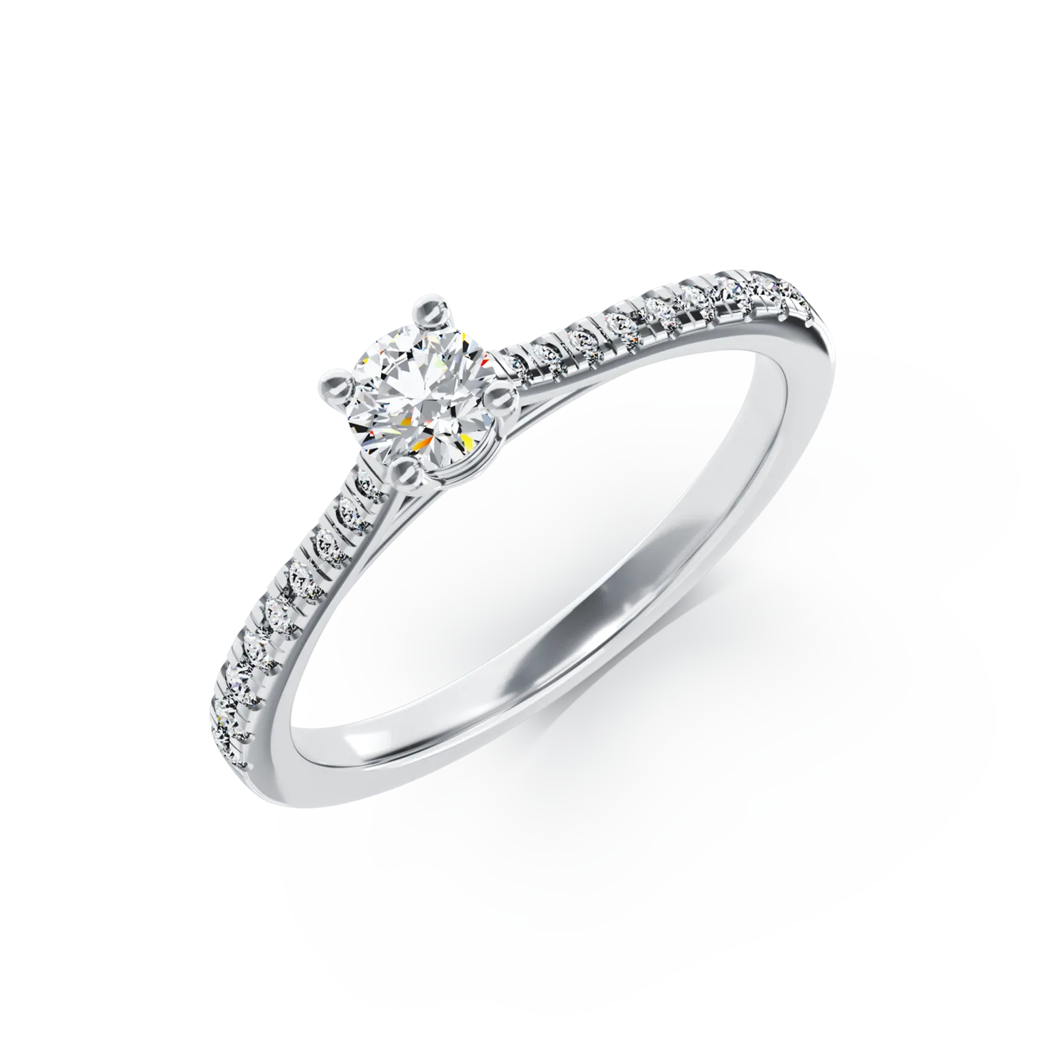 Teilor Inel de logodna din aur alb cu diamant de 0.2ct si diamante de 0.16ct