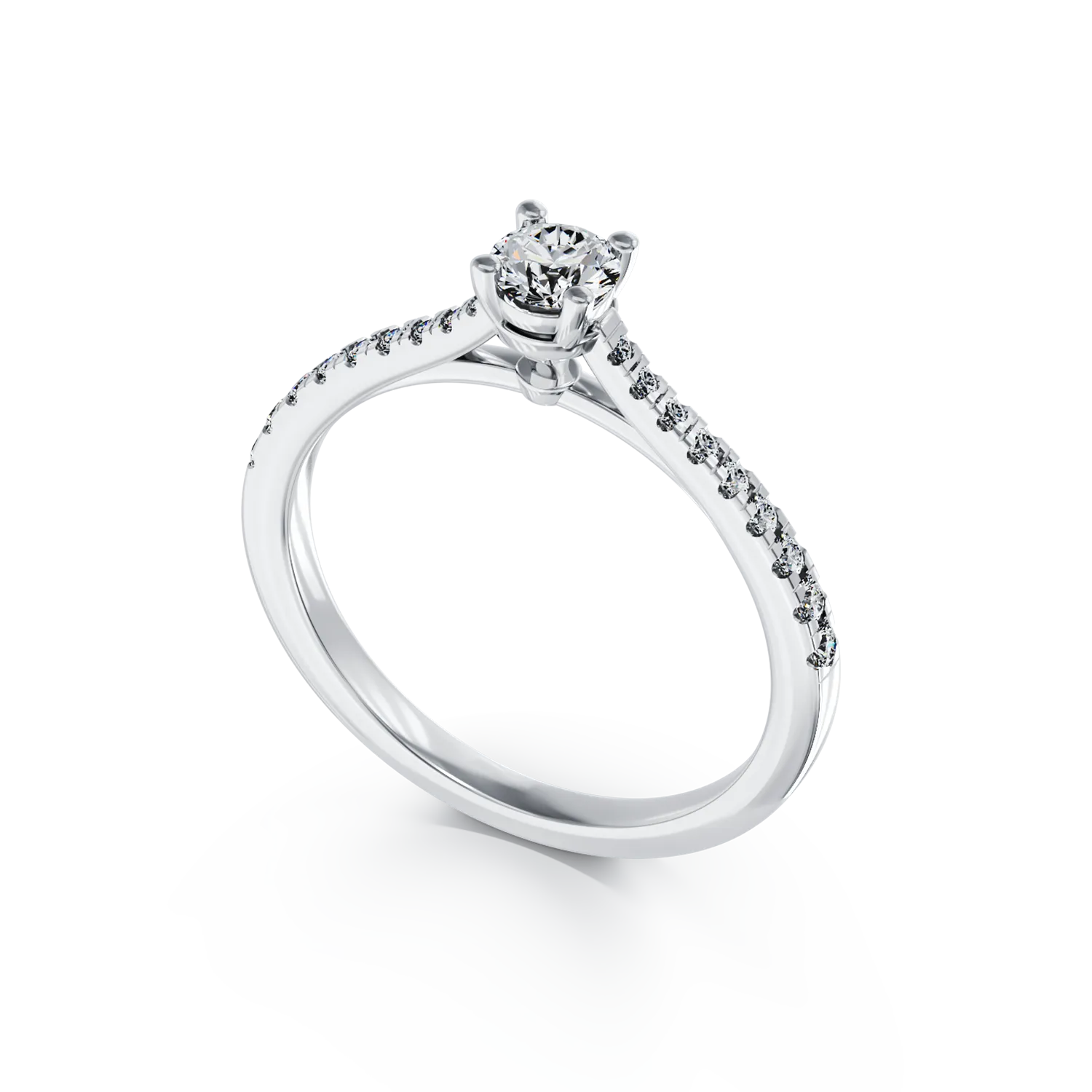 Inel de logodna din aur alb cu diamant de 0.2ct si diamante de 0.16ct