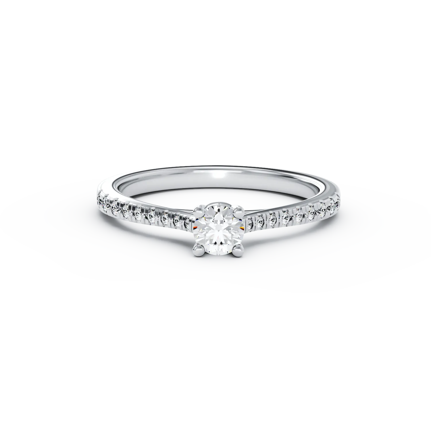 Inel de logodna din aur alb cu diamant de 0.2ct si diamante de 0.16ct