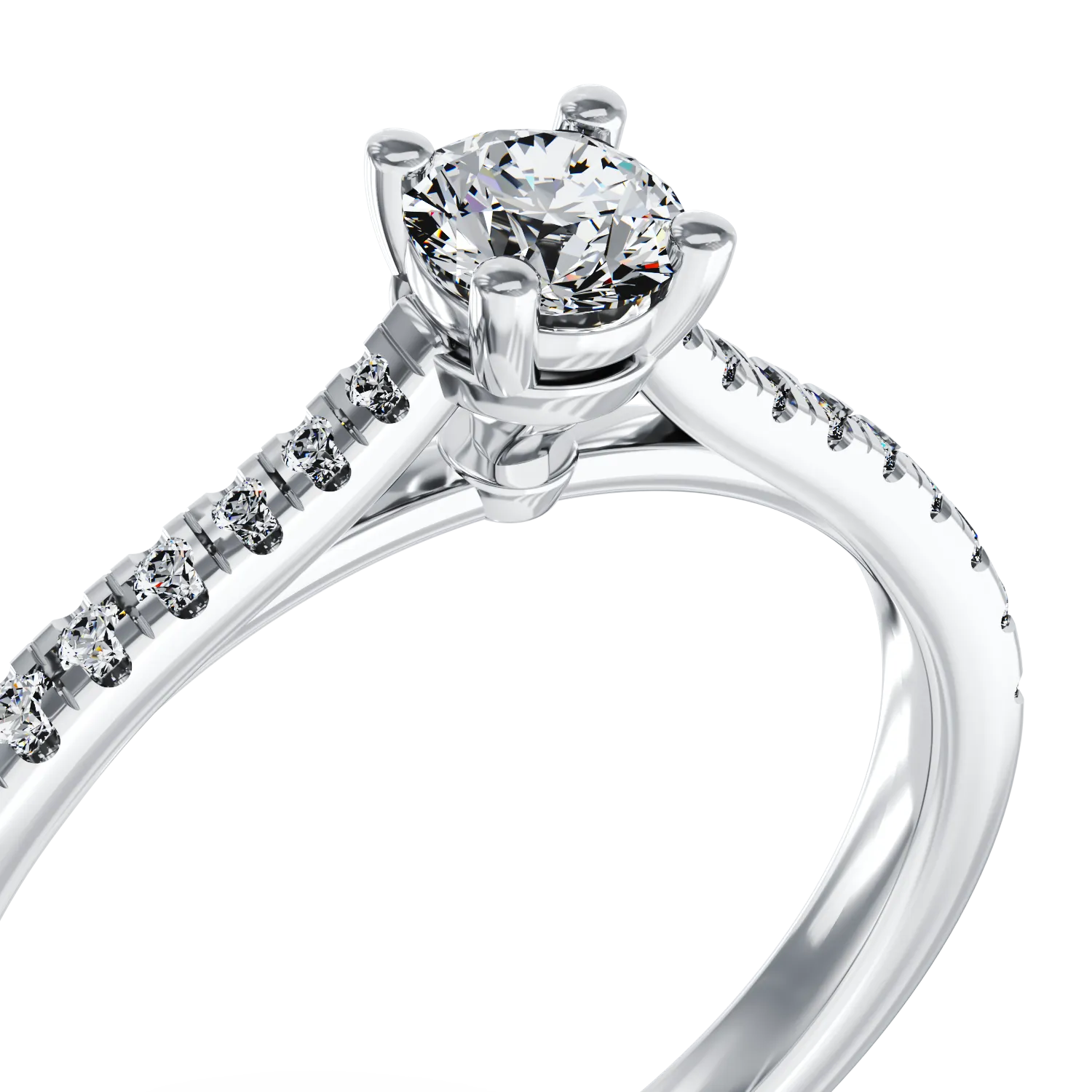 Inel de logodna din aur alb cu diamant de 0.2ct si diamante de 0.16ct