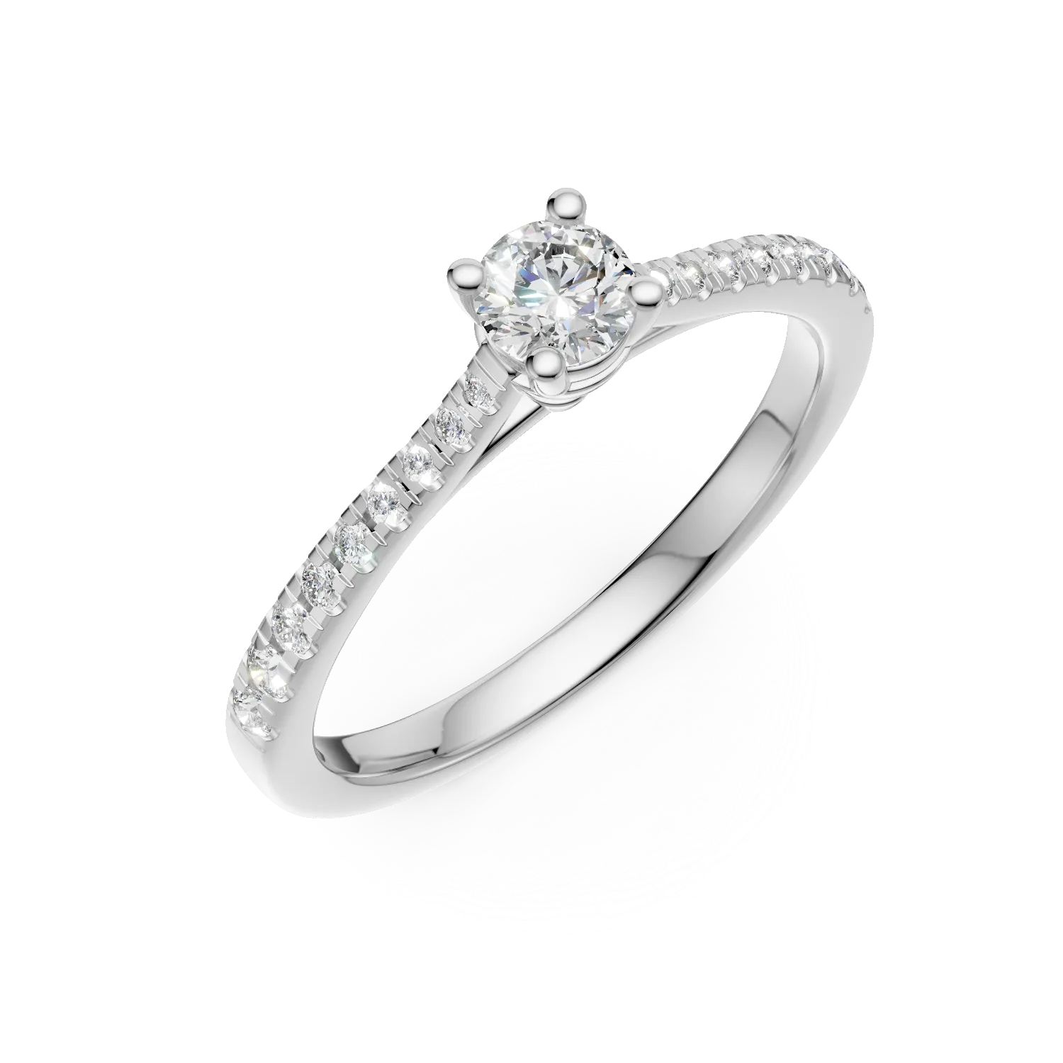 18K white gold engagement ring with diamond of 0.24ct and diamonds of 0.17ct