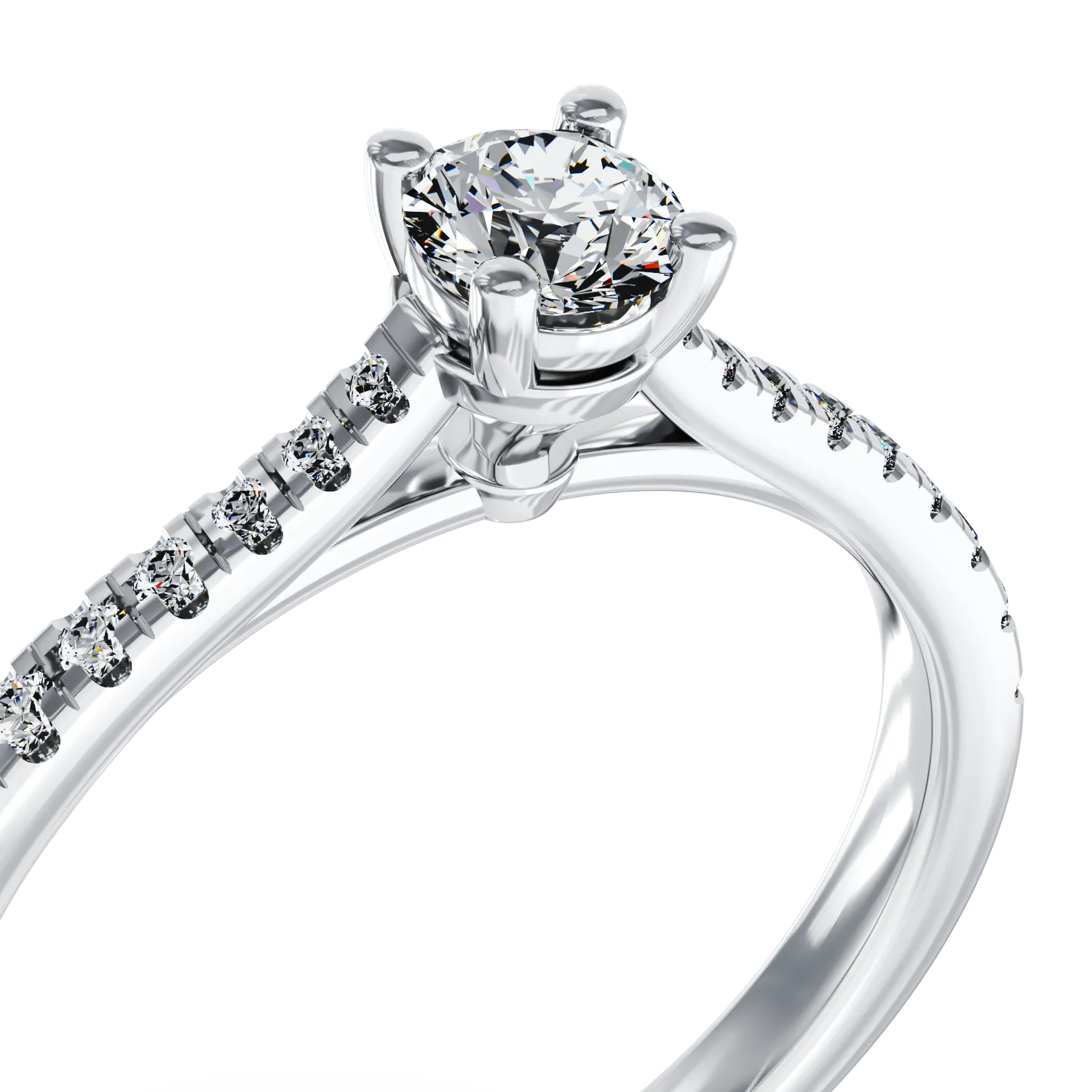Eljegyzési gyűrű 18K-os fehér aranyból 0,24ct gyémánttal és 0,19ct gyémánttal. Gramm: 2,9