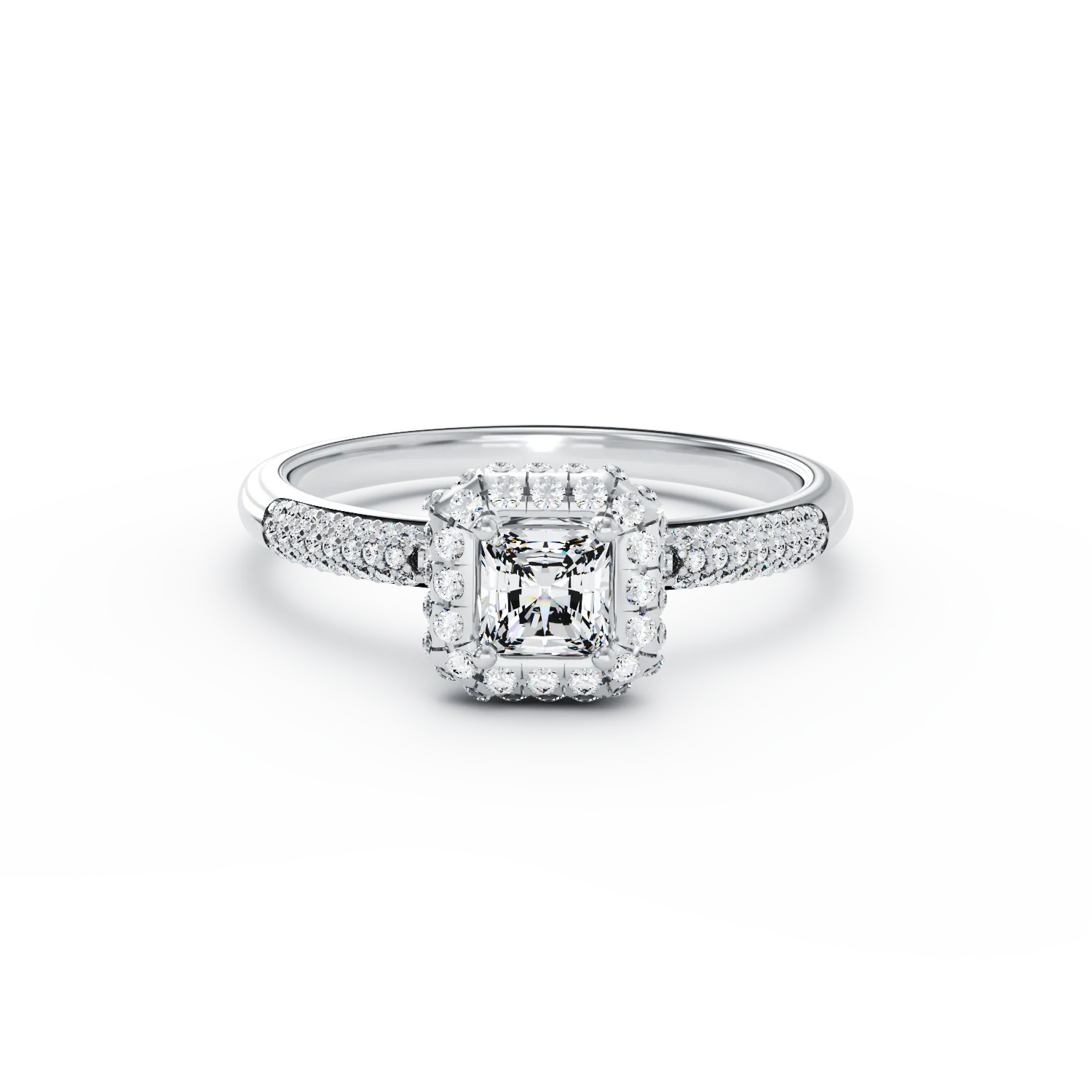 Годежен пръстен от бяло злато 18К с диамант 0.21гкт и диаманти 0.44гкт