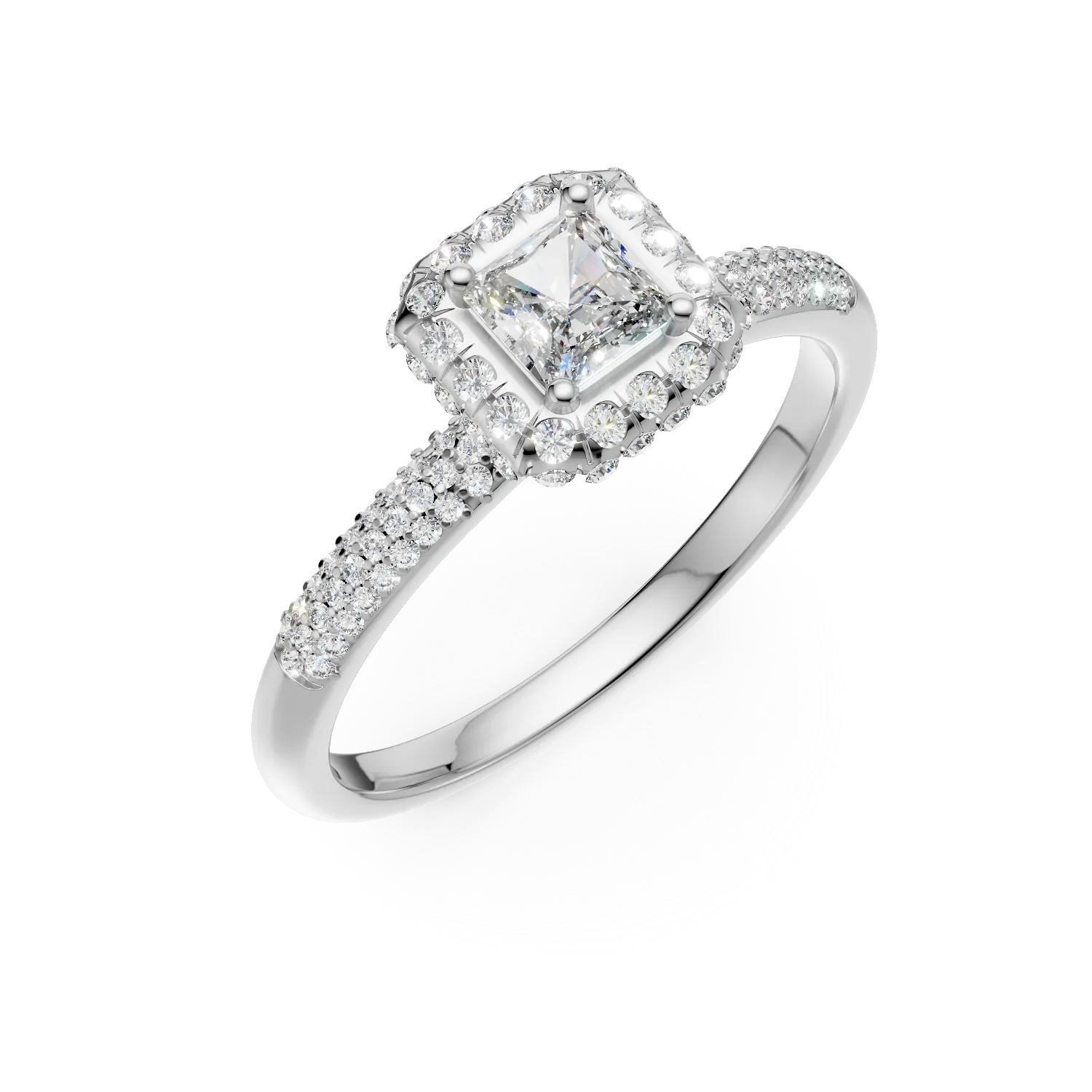 18K white gold engagement ring with 0.2ct diamond and 0.42ct diamonds