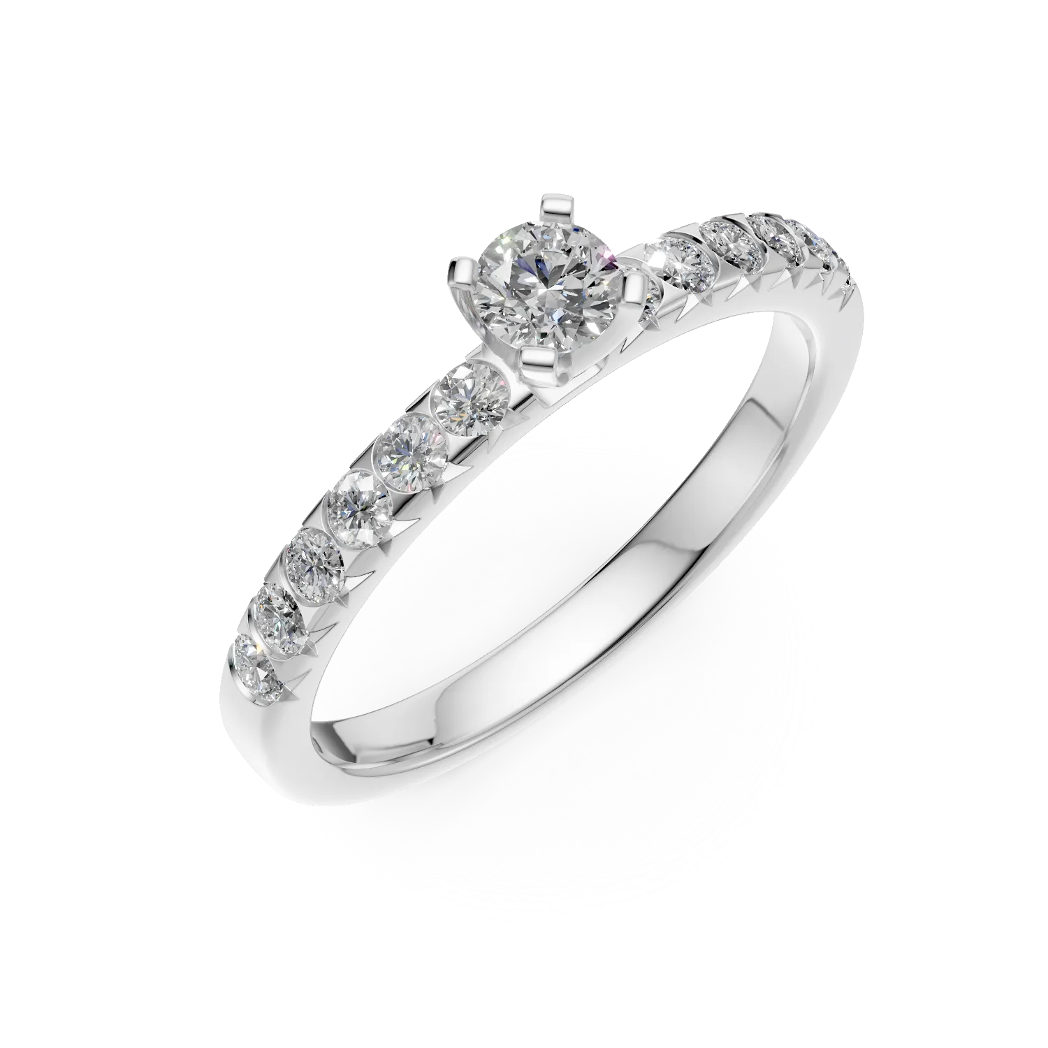 Teilor Inel de logodna din aur alb cu diamant de 0.1ct si diamante de 0.2ct