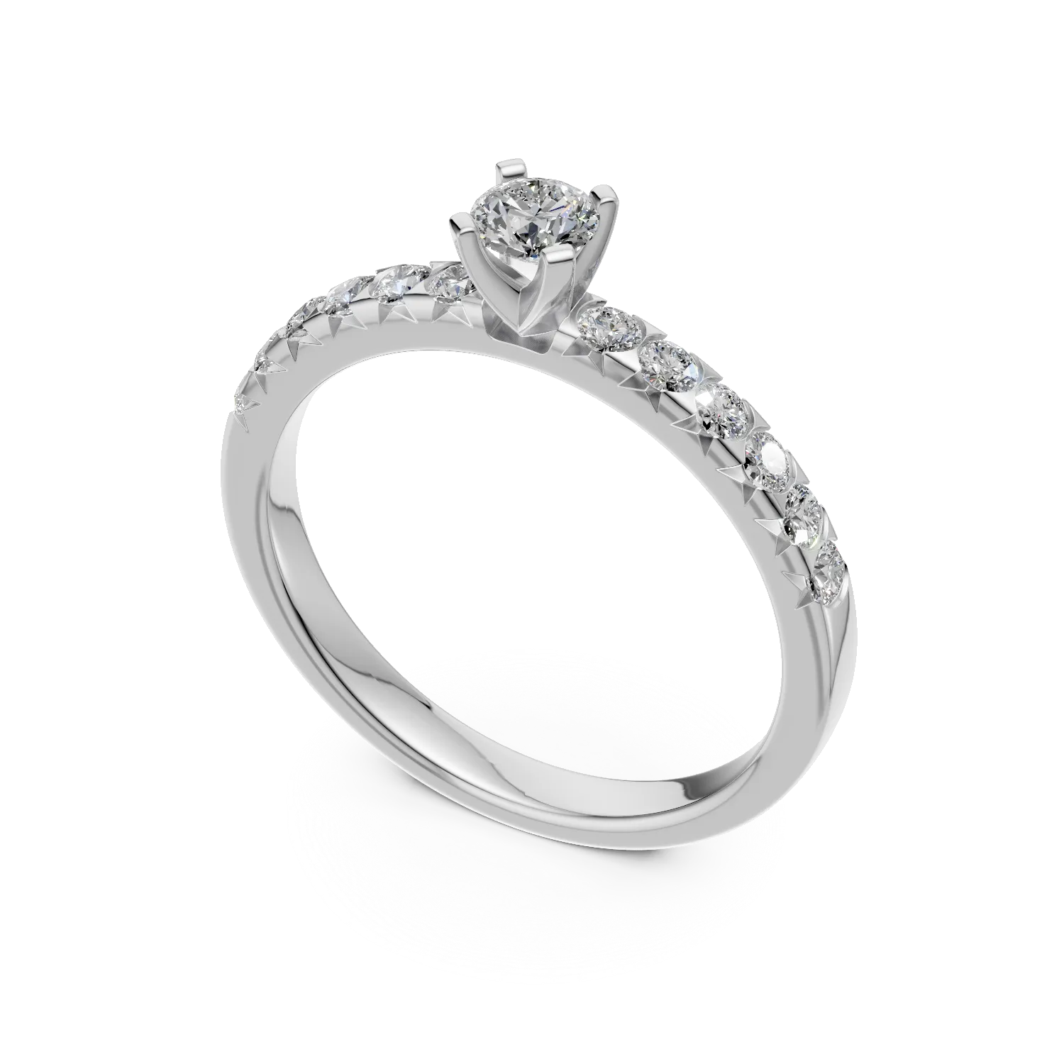 Eljegyzési gyűrű 18K-os fehér aranyból 0,16ct gyémánttal és 0,25ct