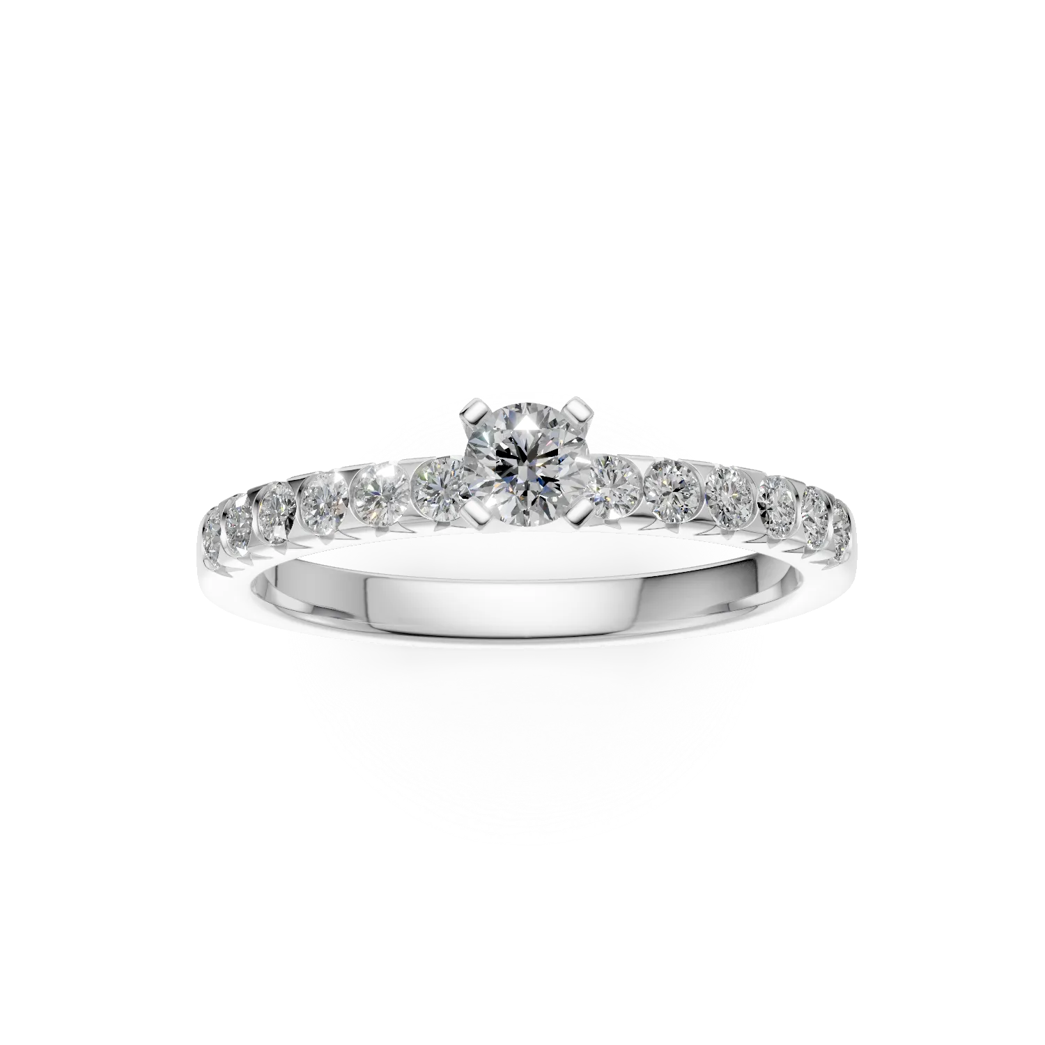 Eljegyzési gyűrű 18K-os fehér aranyból 0,16ct gyémánttal és 0,25ct