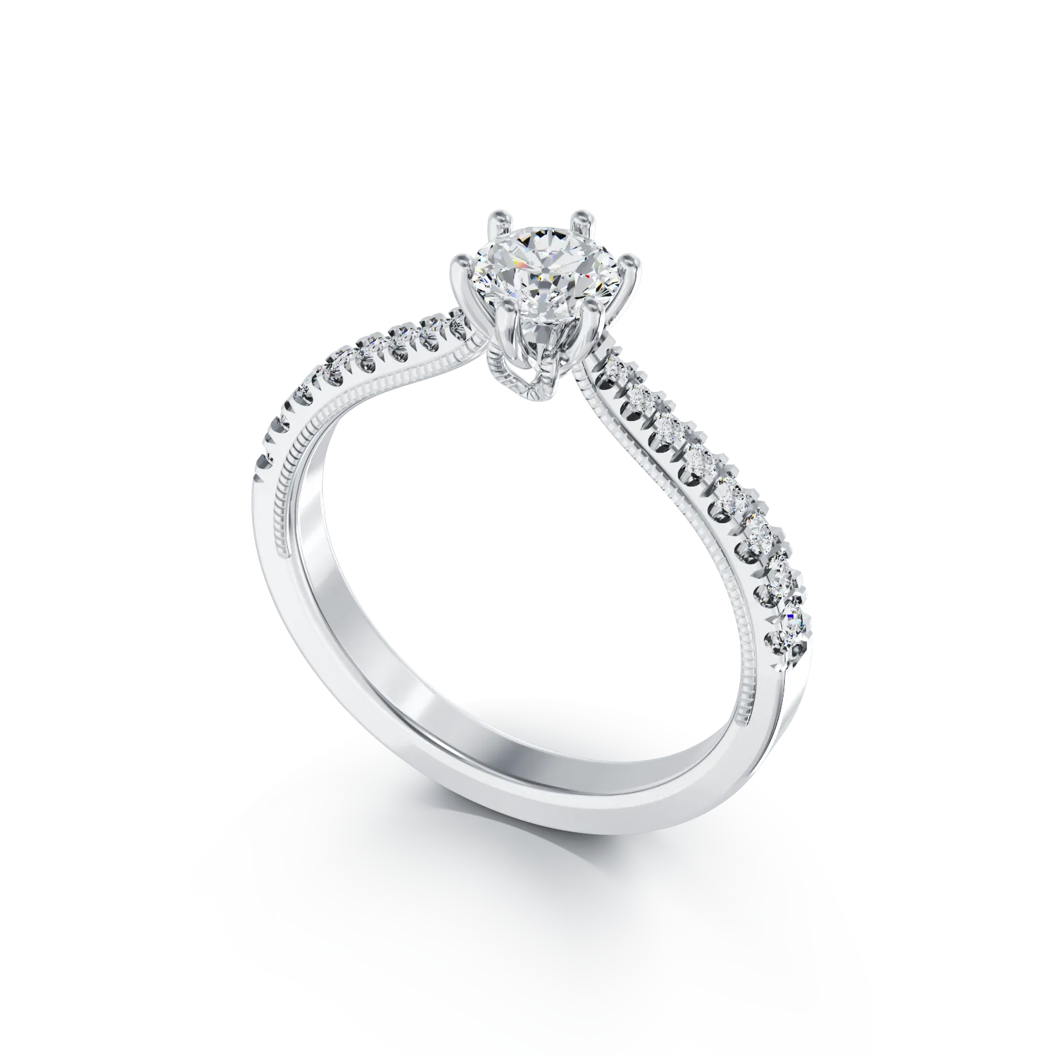 Eljegyzési gyűrű 18K-os fehér aranyból 0,16ct gyémánttal és 0,17ct gyémánttal. Gramm: 2,31