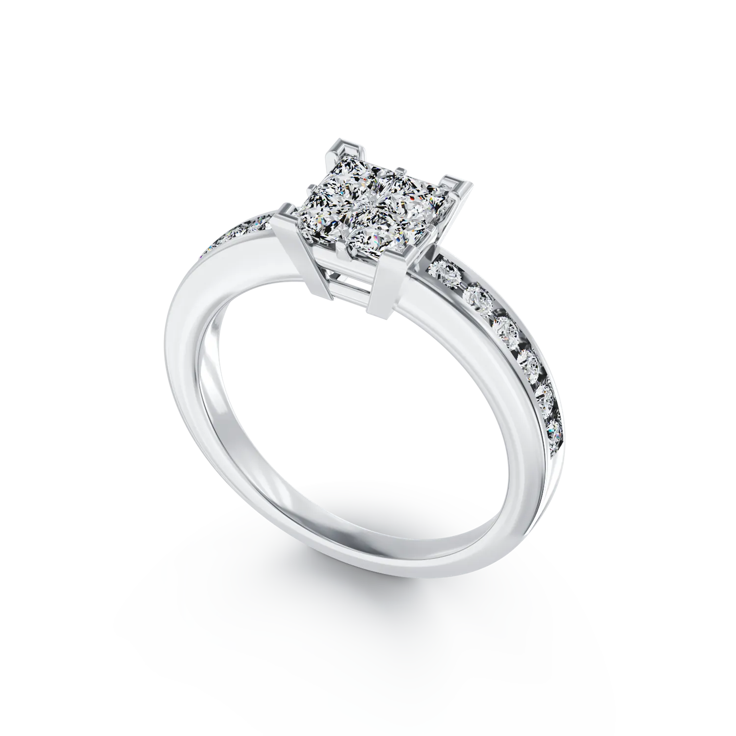 Годежен пръстен от бяло злато 18K с диаманти 0.74ct