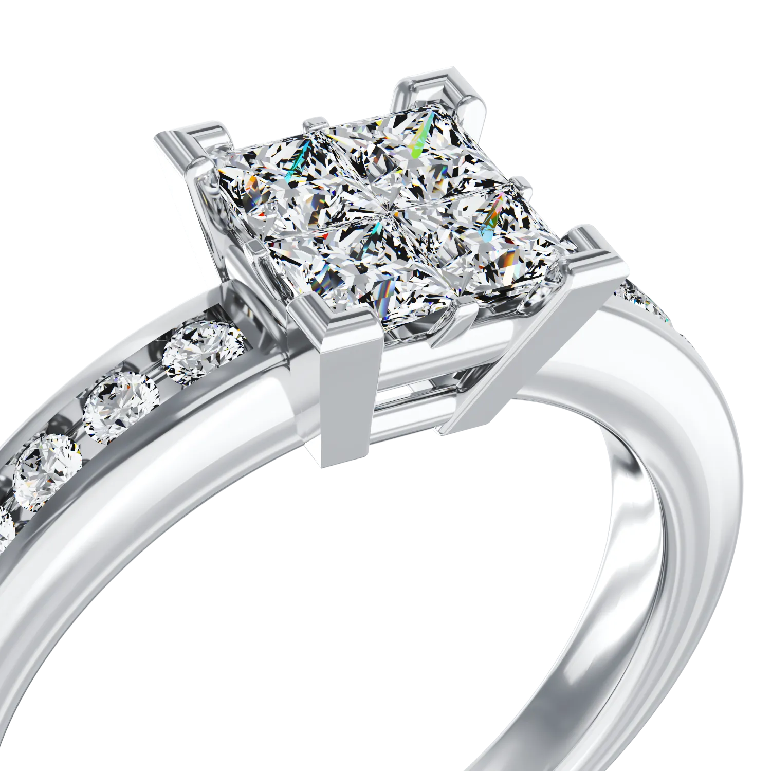 Годежен пръстен от бяло злато 18K с диаманти 0.74ct