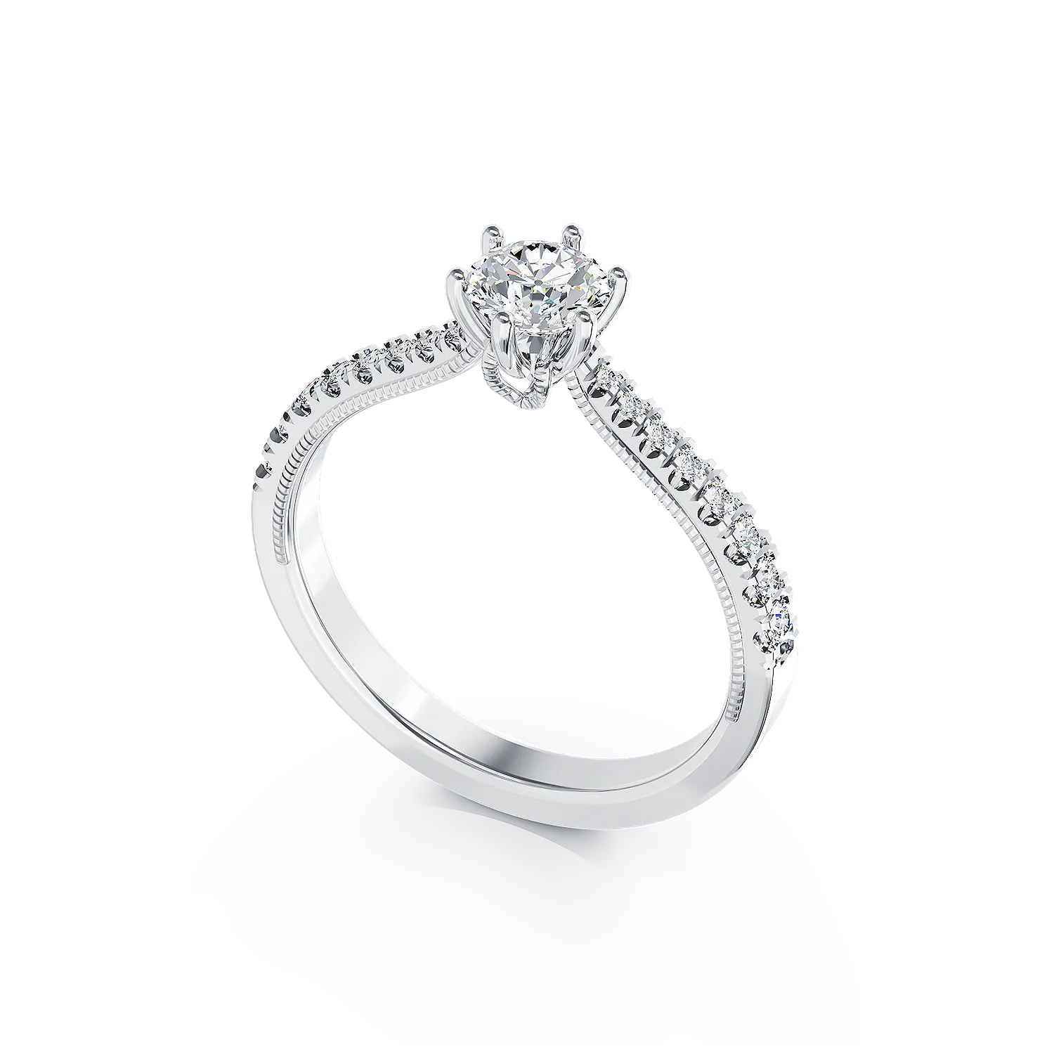 18K white gold engagement ring with 0.24ct diamond and 0.18ct diamonds
