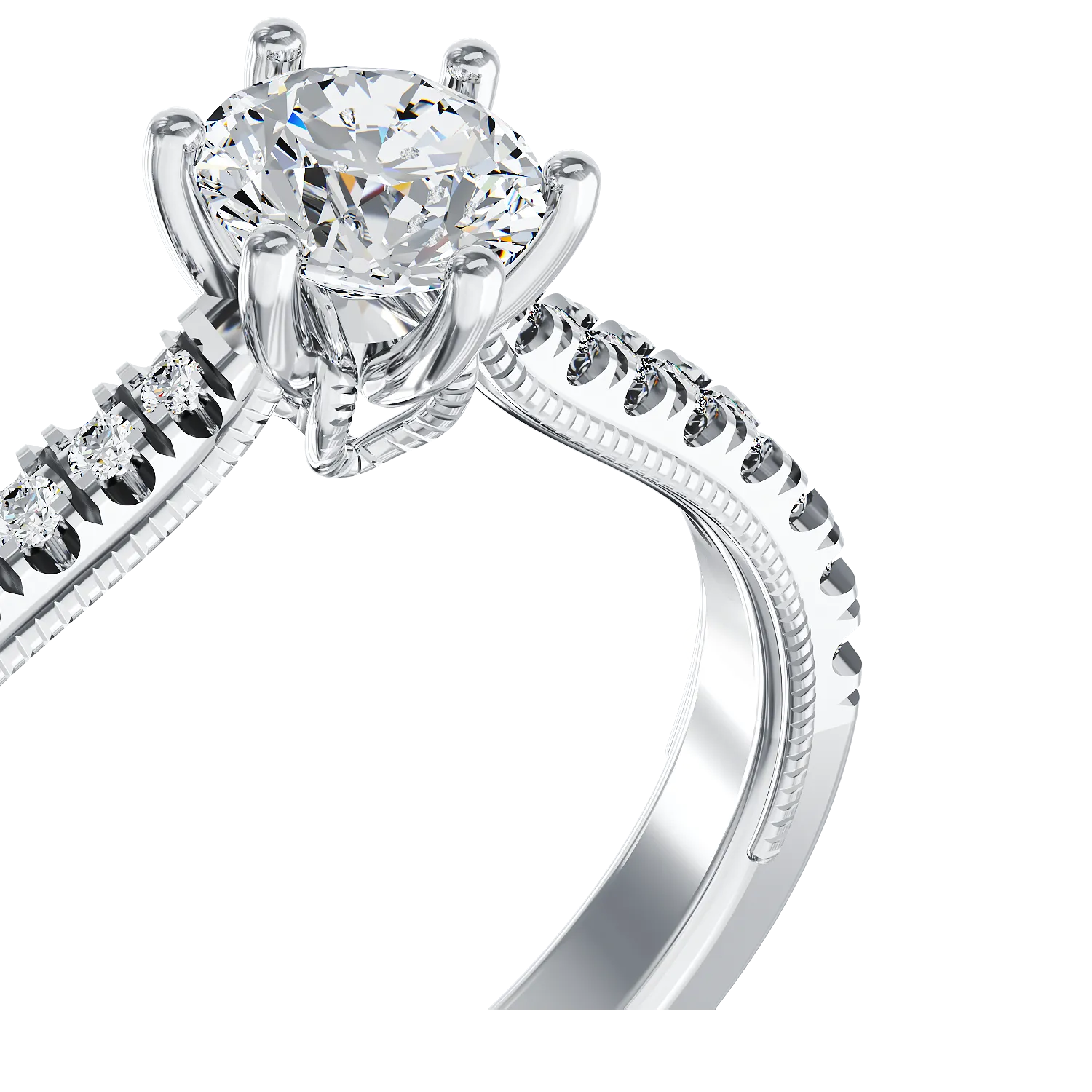 Eljegyzési gyűrű 18K-os fehér aranyból 0,24ct gyémánttal és 0,18ct gyémánttal. Gramm: 2,51