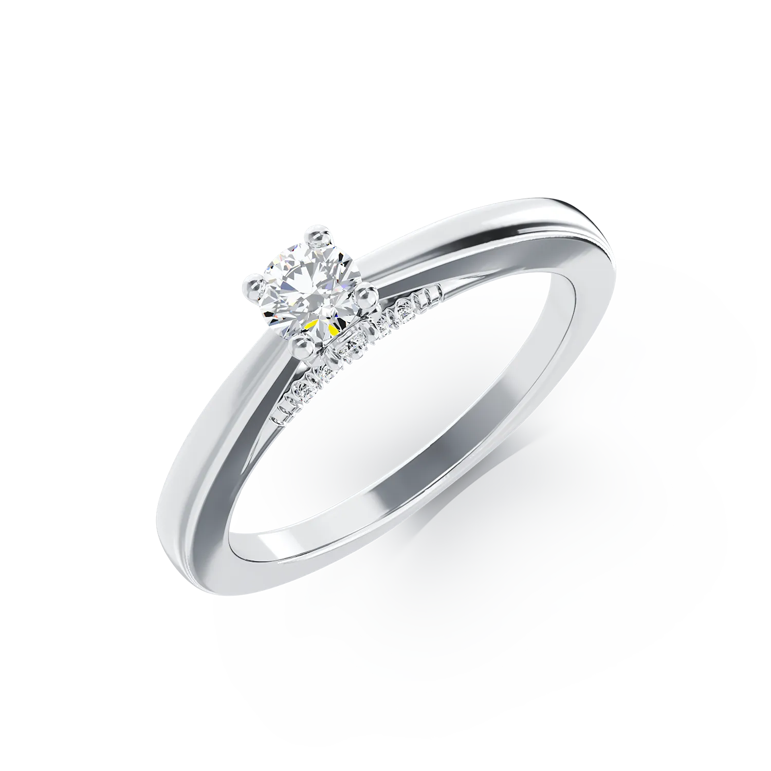Teilor Inel de logodna din aur alb cu diamant de 0.1ct si diamante de 0.04ct