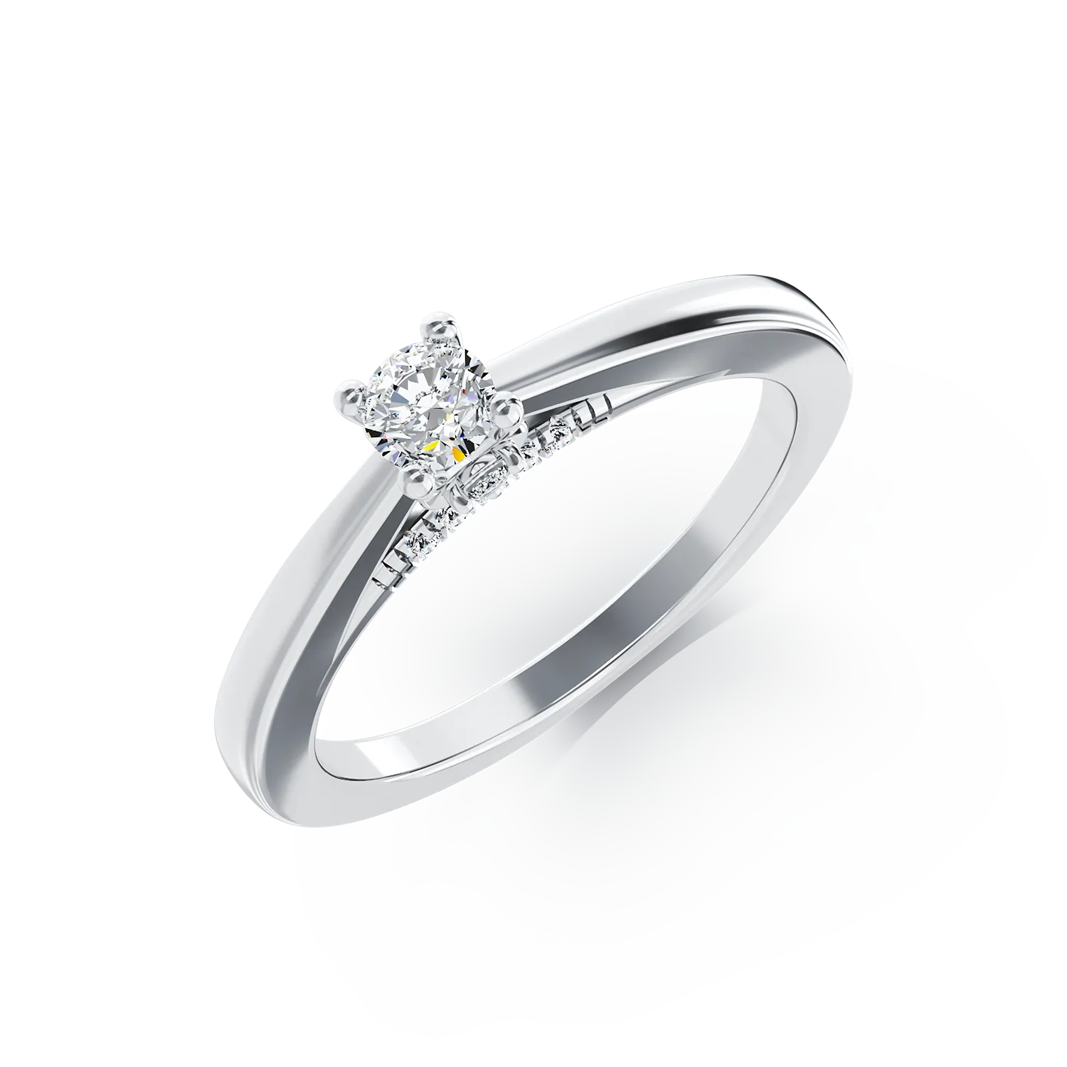 Годежен пръстен от 18K бяло злато с 0.2ct диамант и 0.04ct диаманти